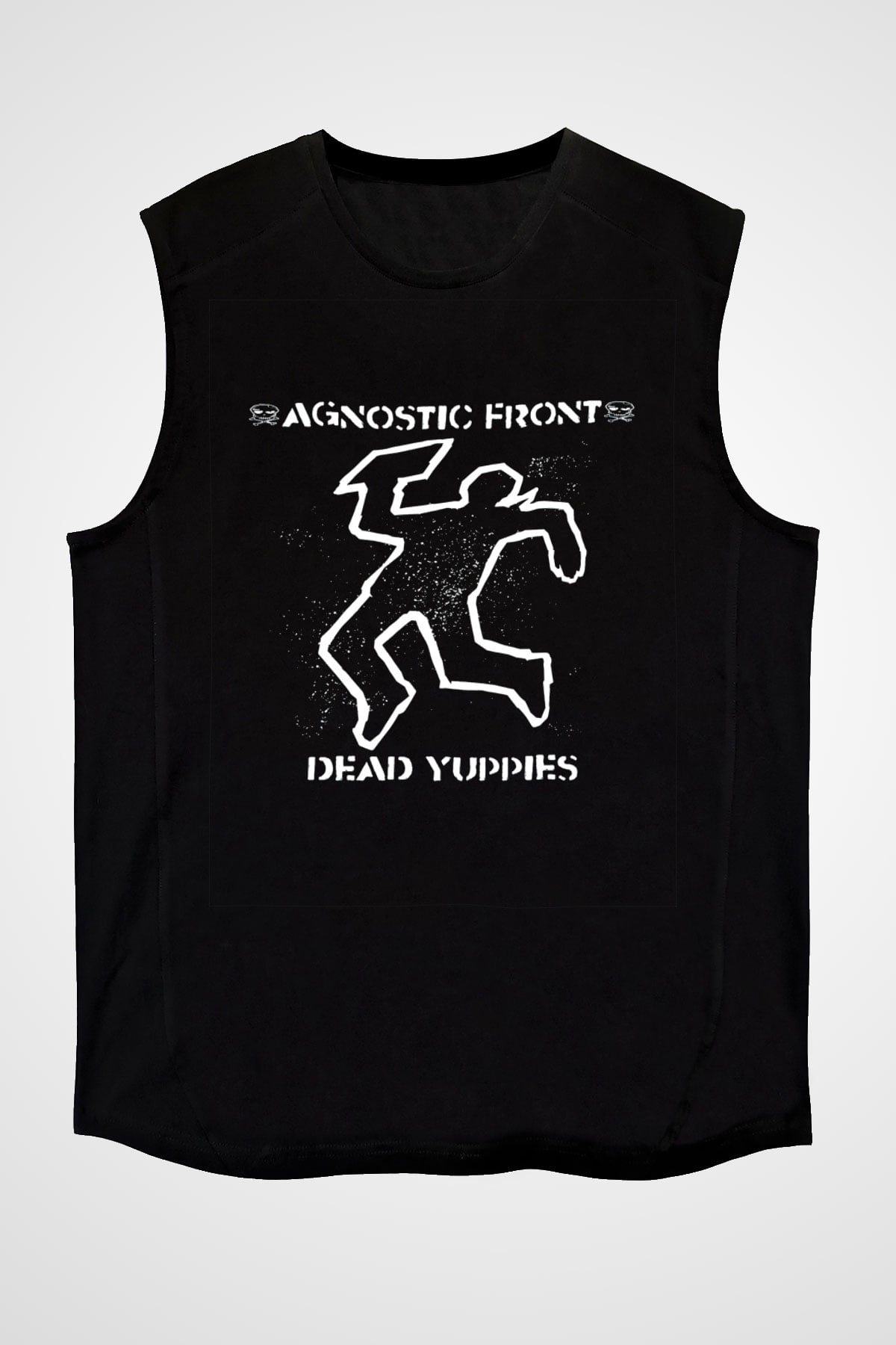 Agnostic Front Baskılı Unisex Siyah Kolsuz Tişört