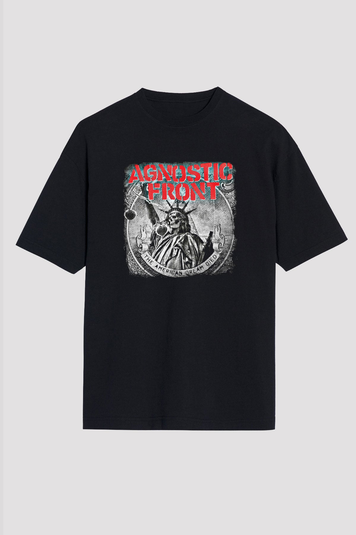 Agnostic Front Baskılı Unisex Siyah Oversize Tişört
