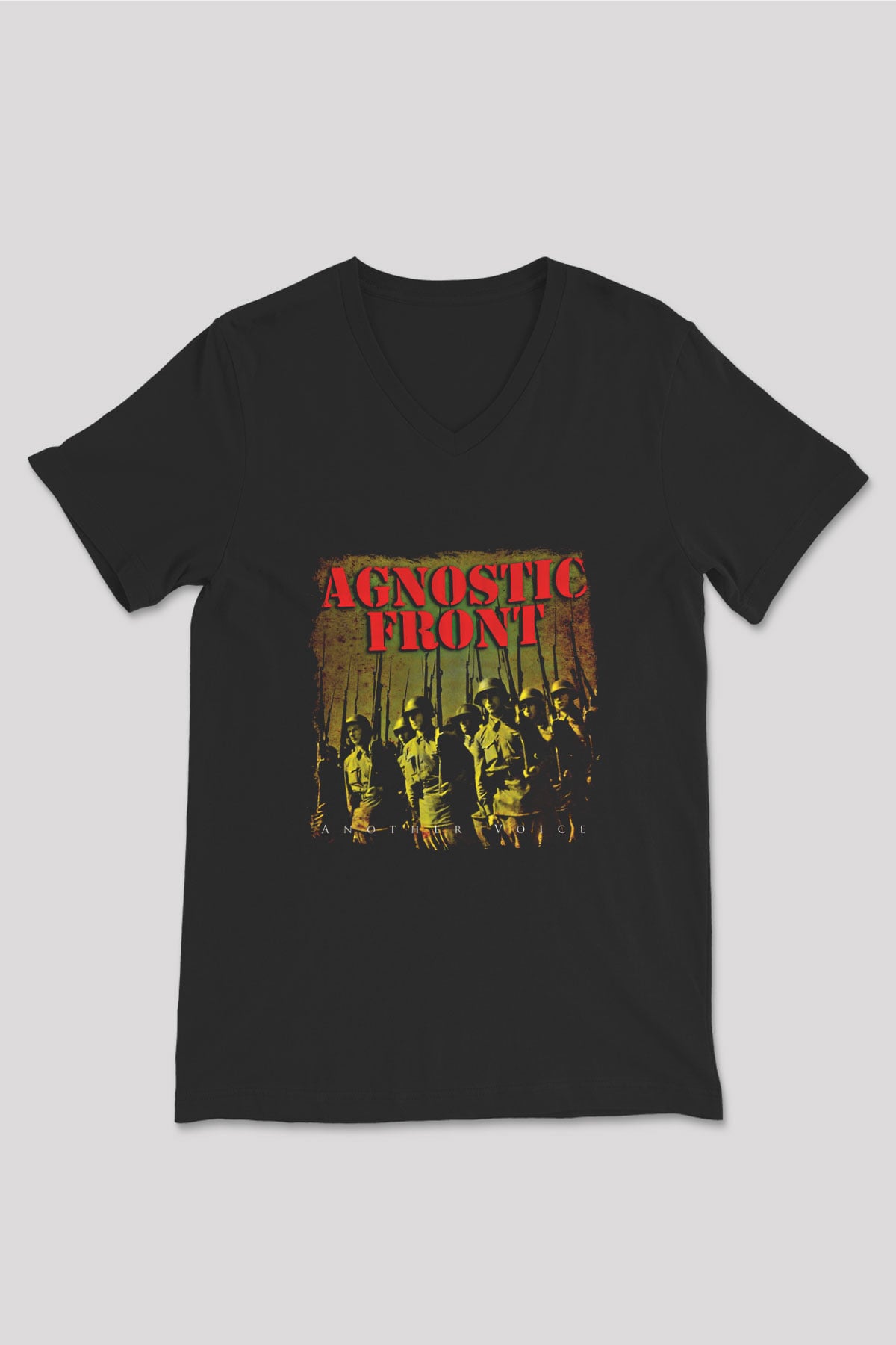 Agnostic Front Baskılı Unisex Siyah V Yaka Tişört
