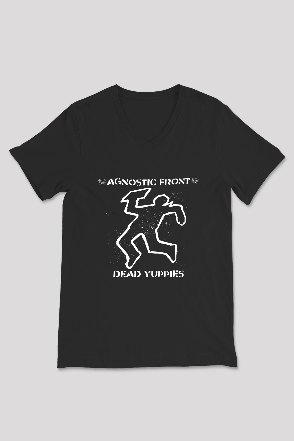 Agnostic Front Baskılı Unisex Siyah V Yaka Tişört