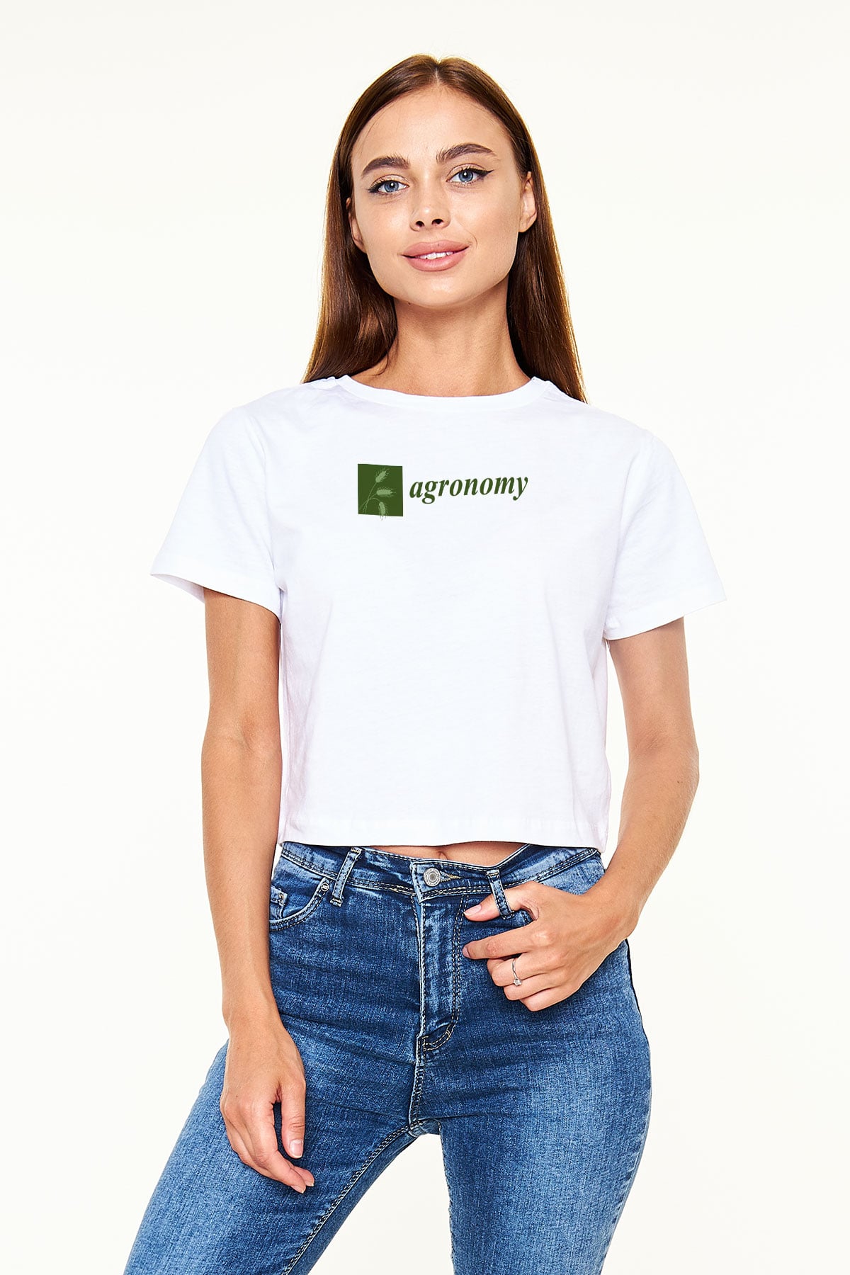 Agronomist Beyaz  Crop Top Tişört
