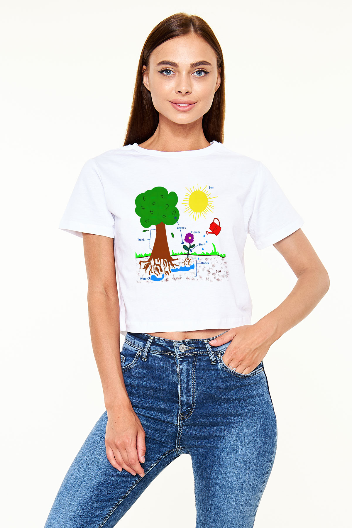 Agronomist Beyaz Croptop Tişört