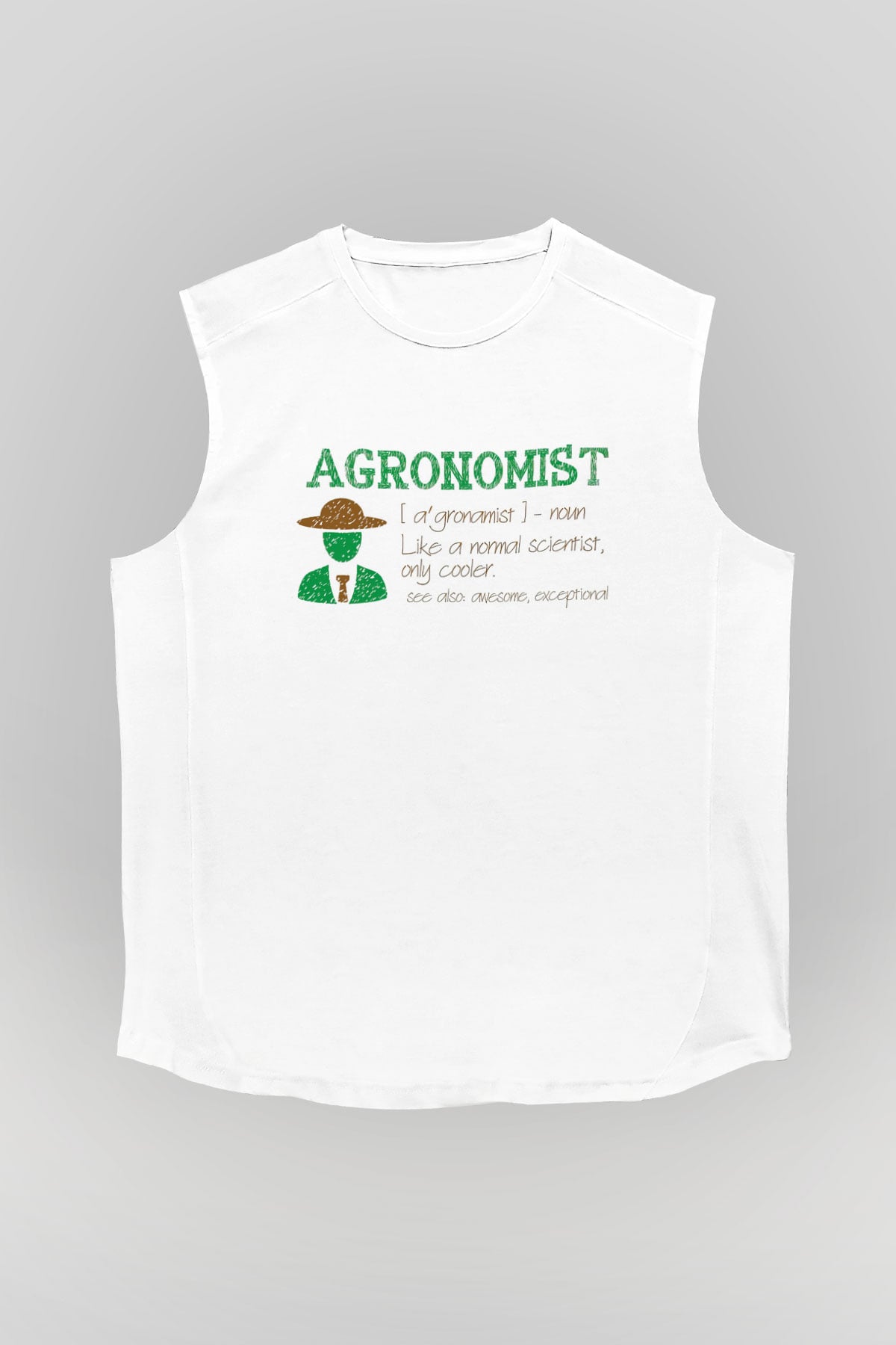 Agronomist Beyaz Unisex Kolsuz Tişört