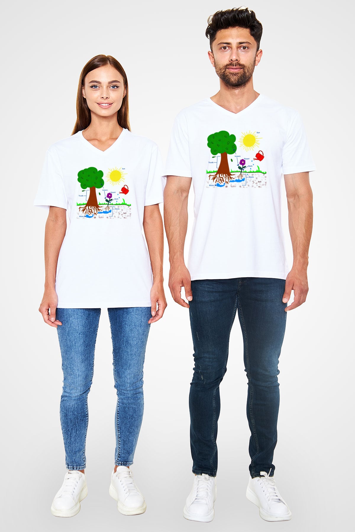 Agronomist Beyaz Unisex V Yaka Tişört T-Shirt