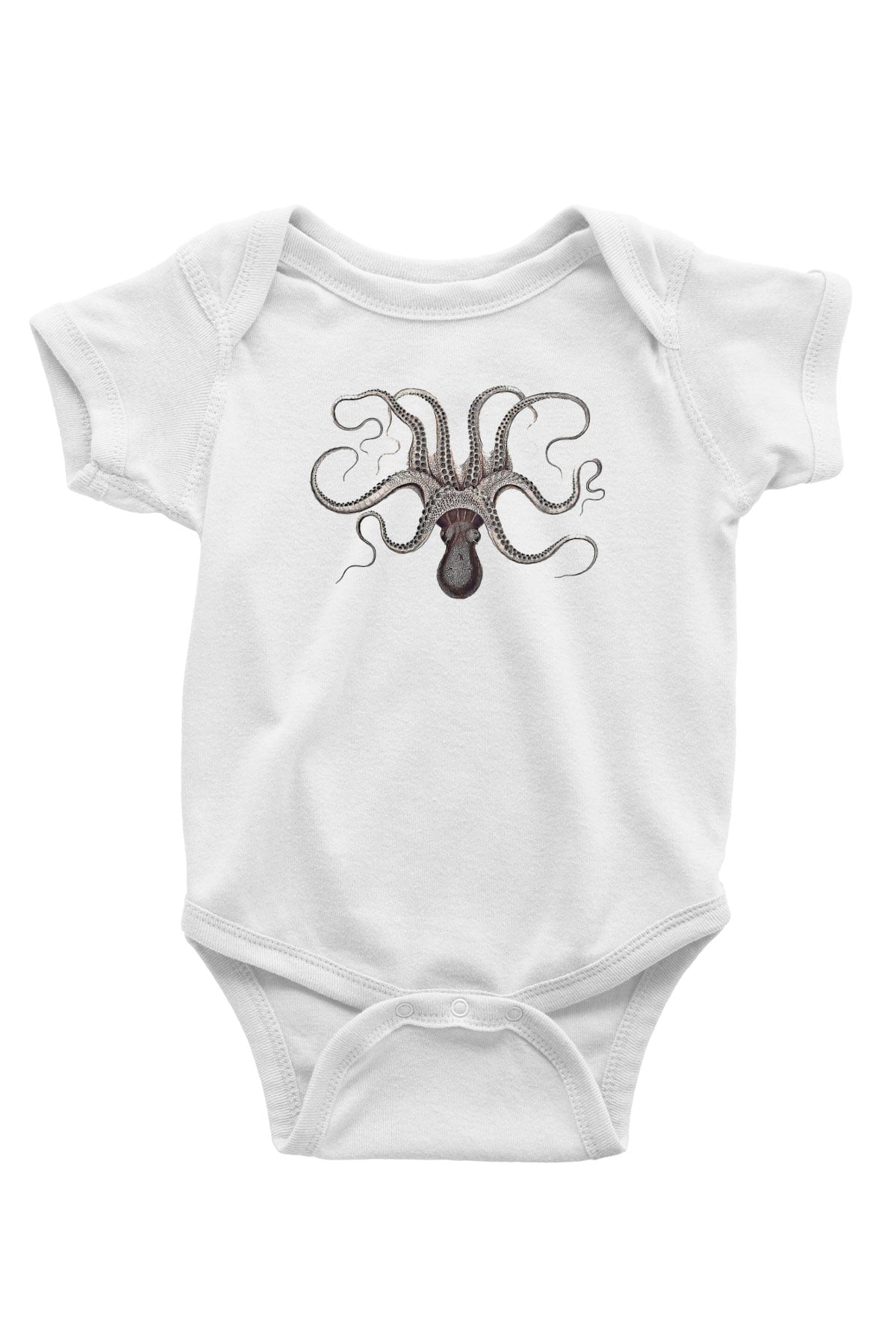 Ahtapot Baskılı Beyaz Unisex Bebek Body - Zıbın