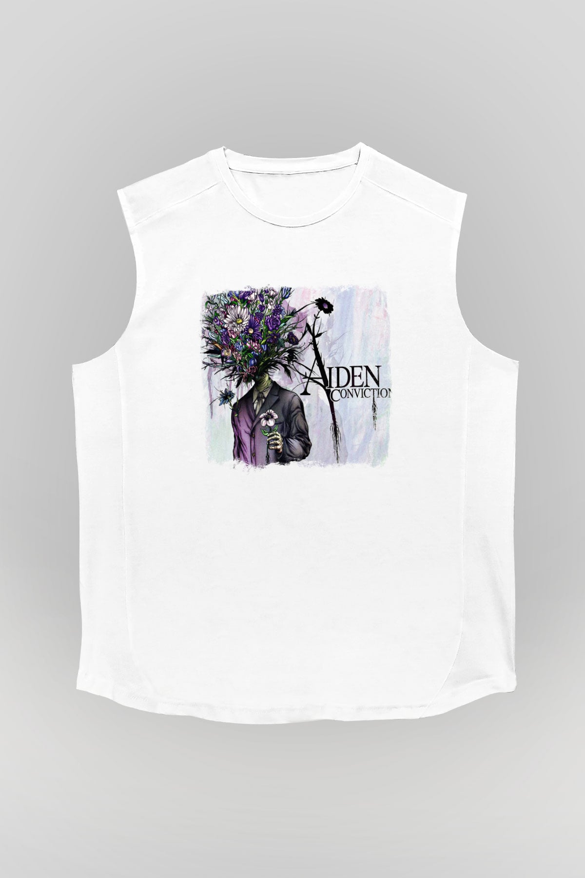 Aiden Baskılı Unisex Beyaz Kolsuz Tişört