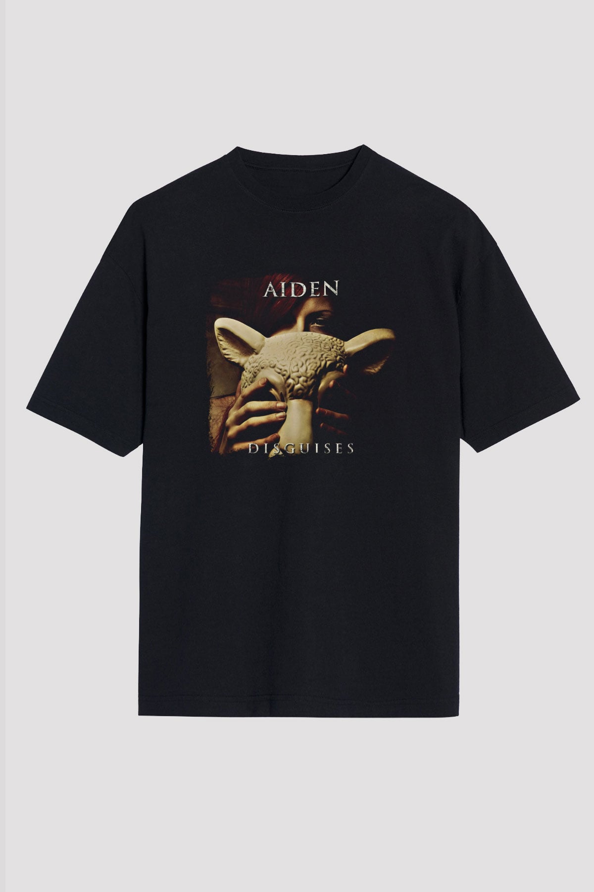 Aiden Baskılı Unisex Siyah Oversize Tişört