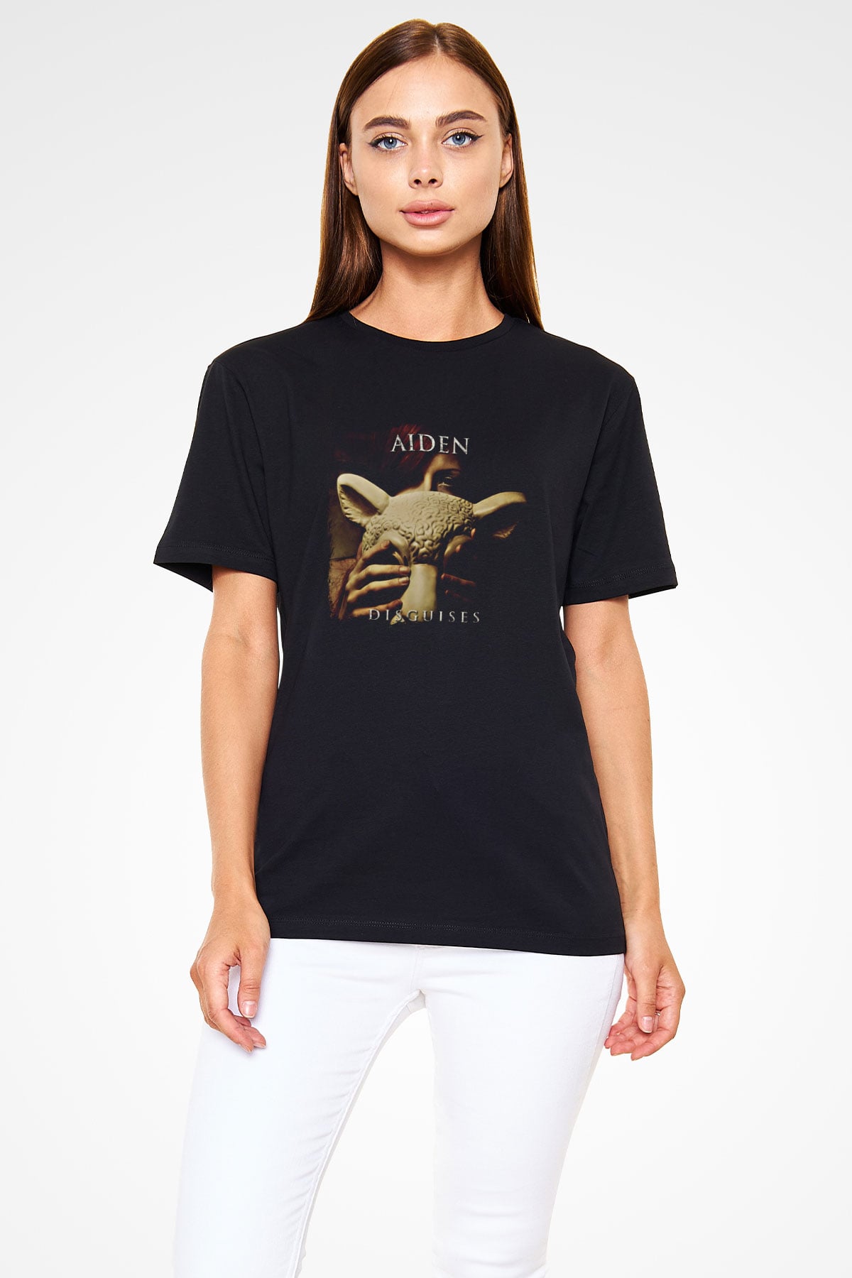 Aiden Baskılı Unisex Siyah Tişört