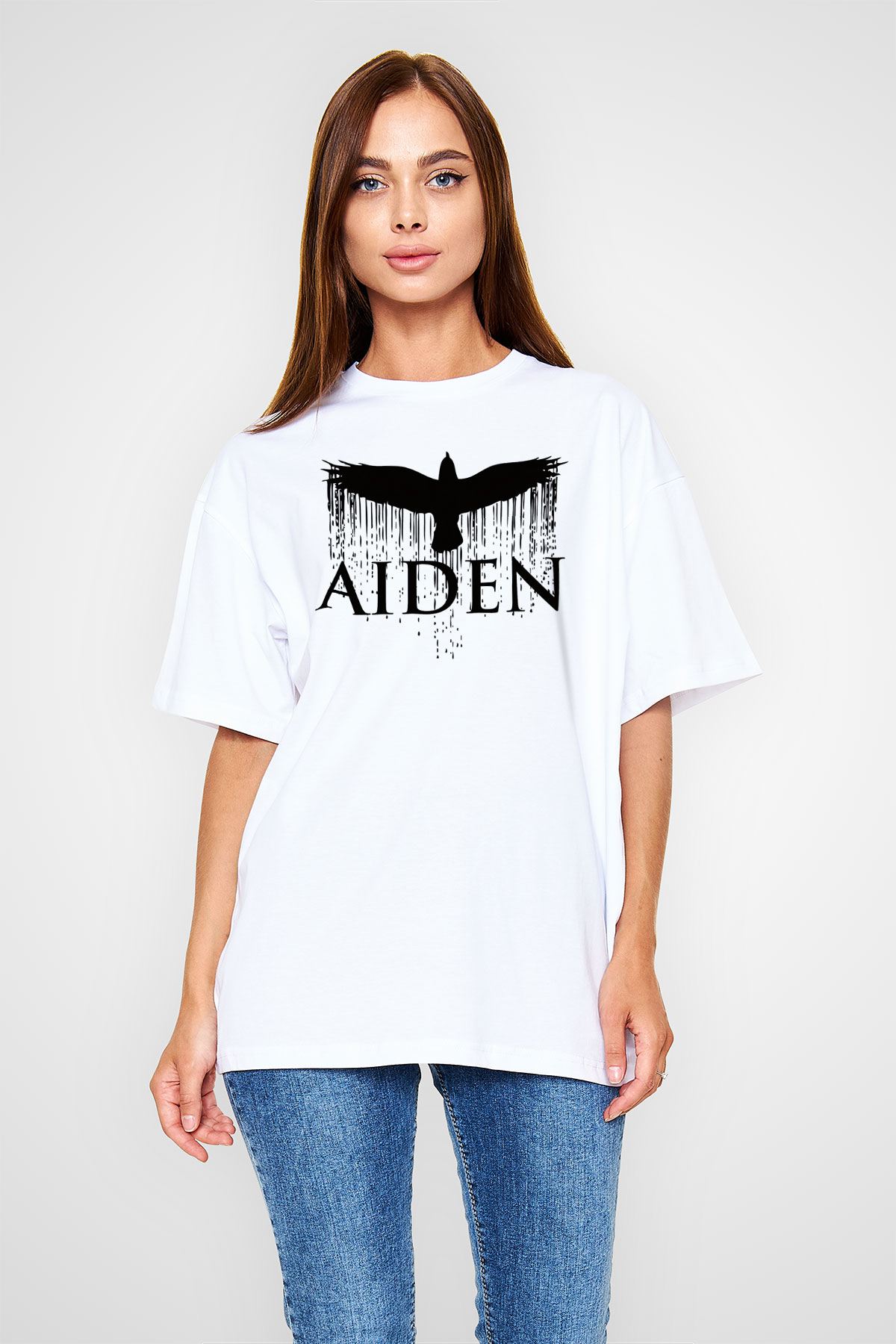 Aiden Beyaz Unisex Oversize Tişört T-Shirt