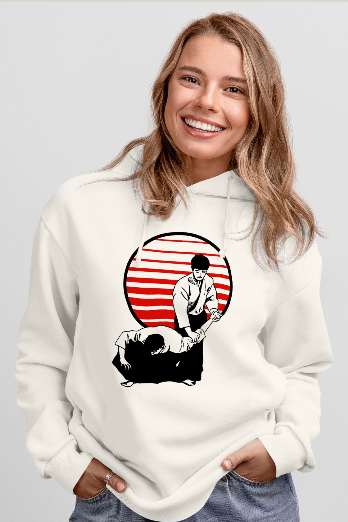 Aikido Beyaz Unisex Hoodie