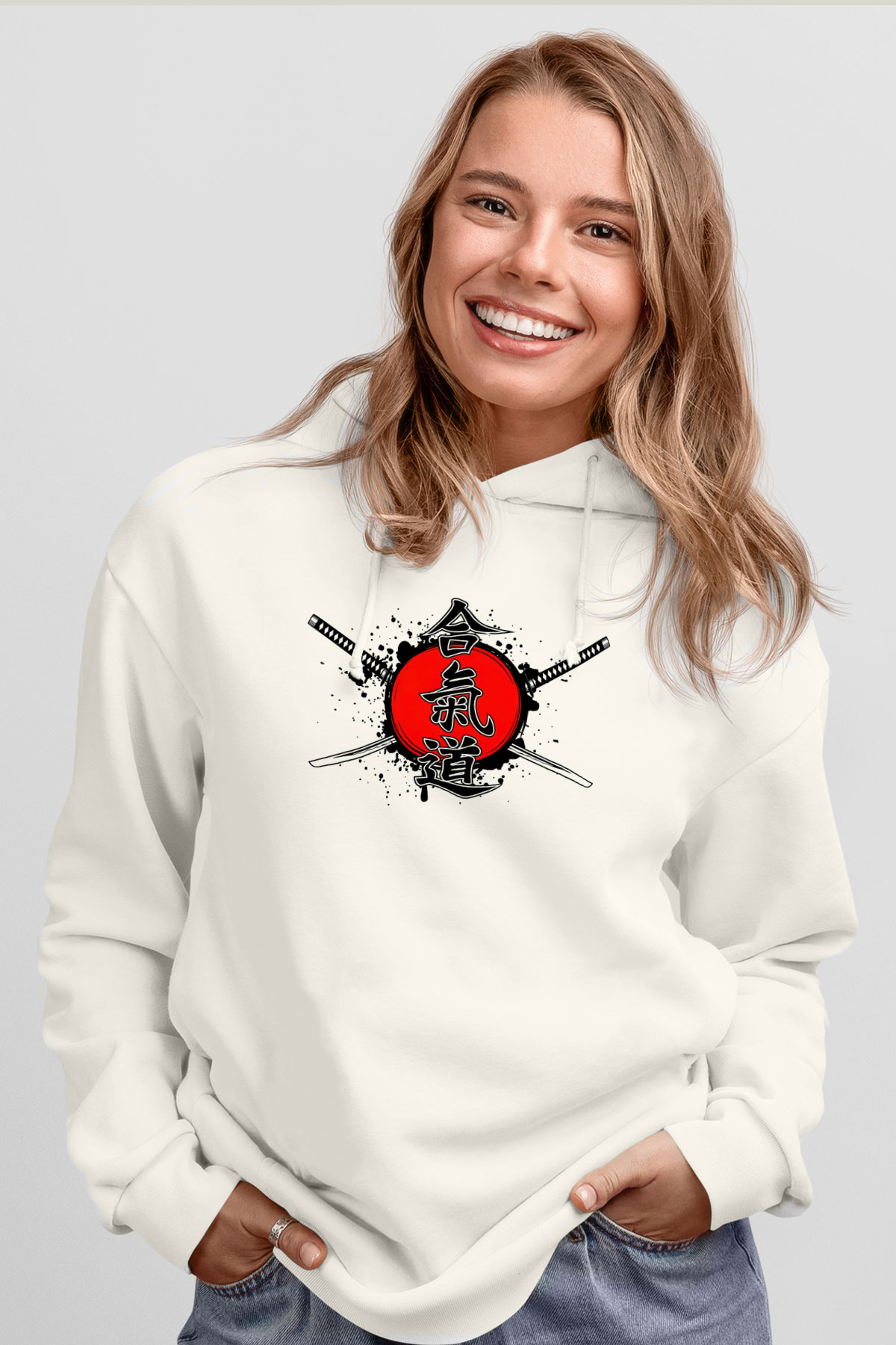 Aikido Beyaz Unisex Hoodie