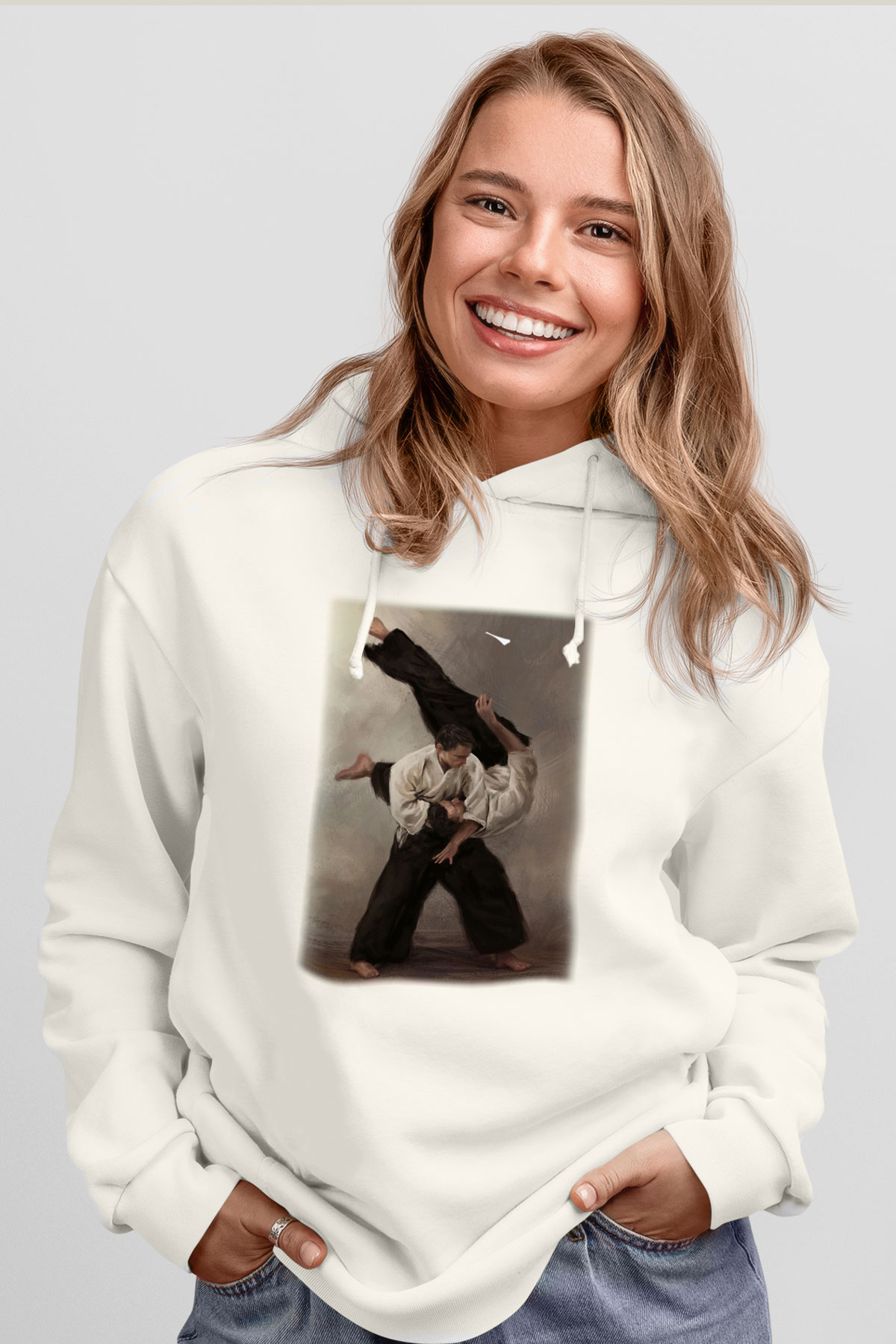 Aikido Beyaz Unisex Hoodie