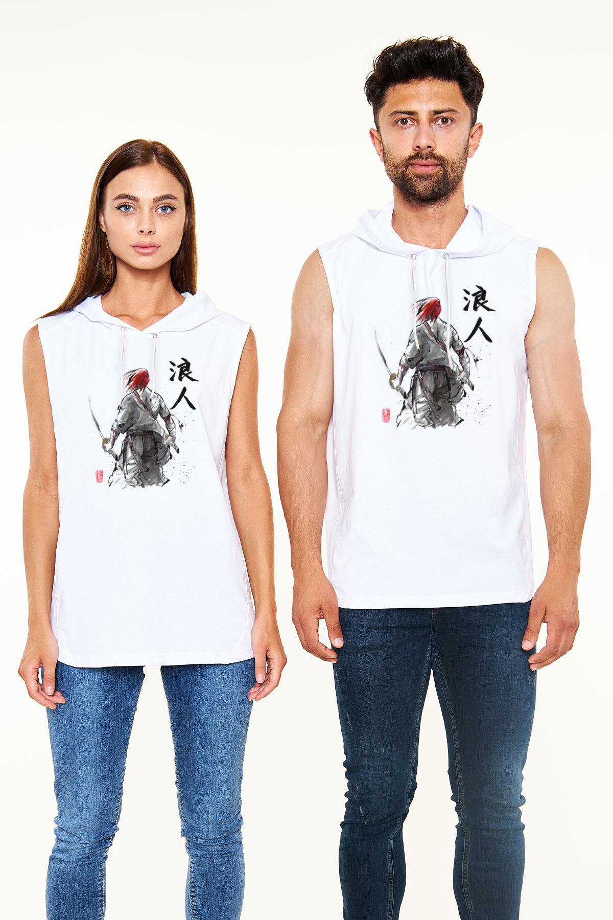 Aikido Beyaz Unisex Kapüşonlu Kolsuz Tişört