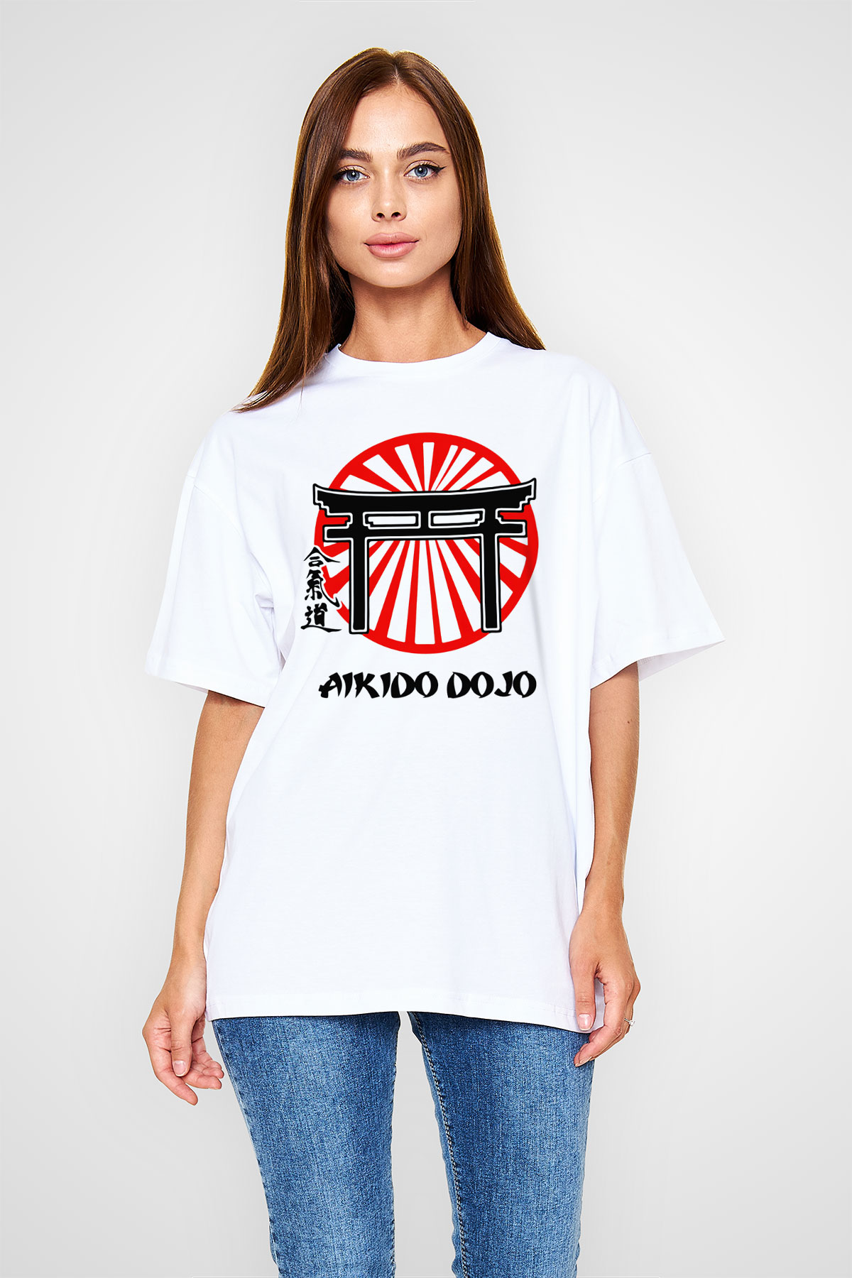 Aikido Beyaz Unisex Oversize Tişört T-Shirt