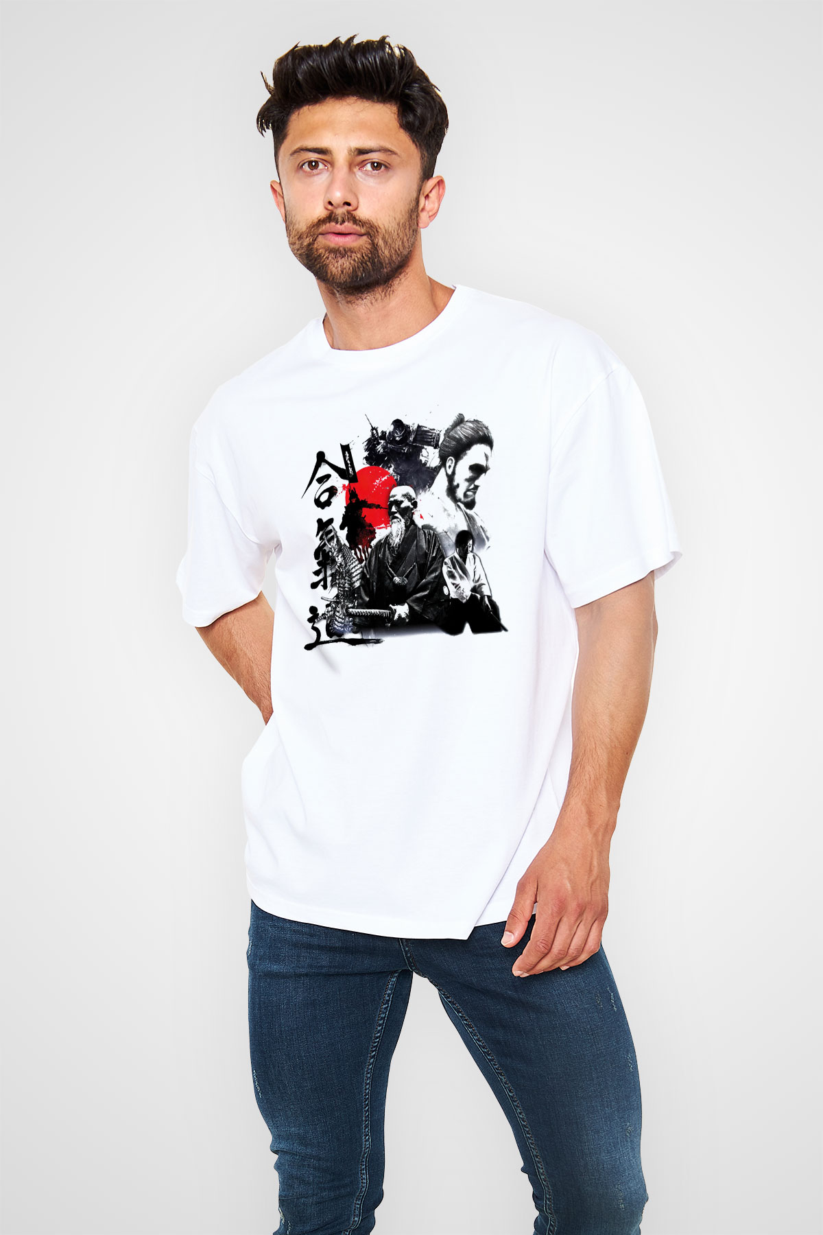 Aikido Beyaz Unisex Oversize Tişört T-Shirt