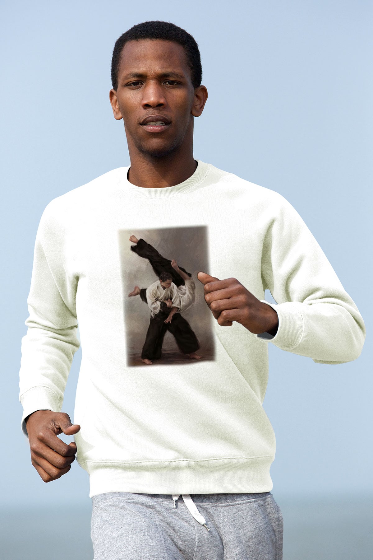 Aikido Beyaz Unisex Sweatshirt