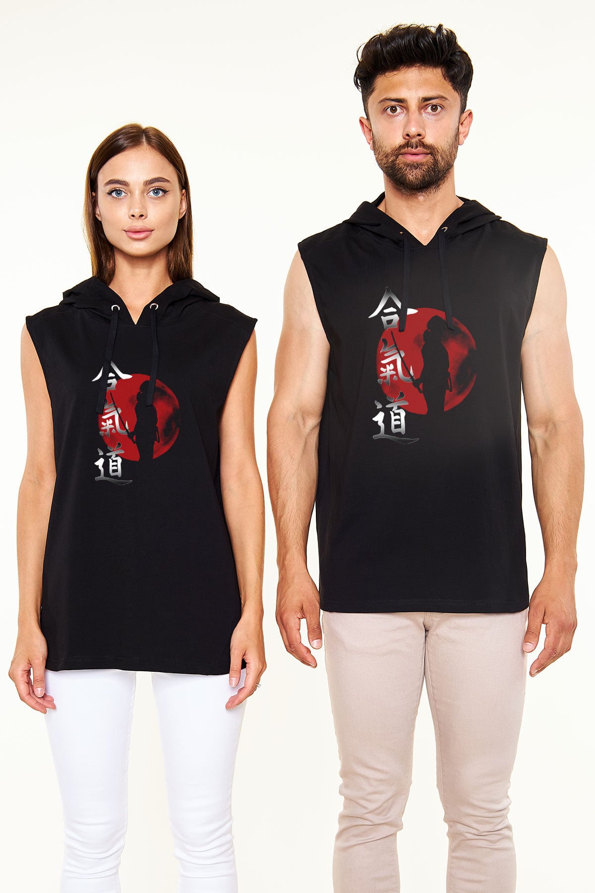 Aikido Siyah Unisex Kapüşonlu Kolsuz Tişört