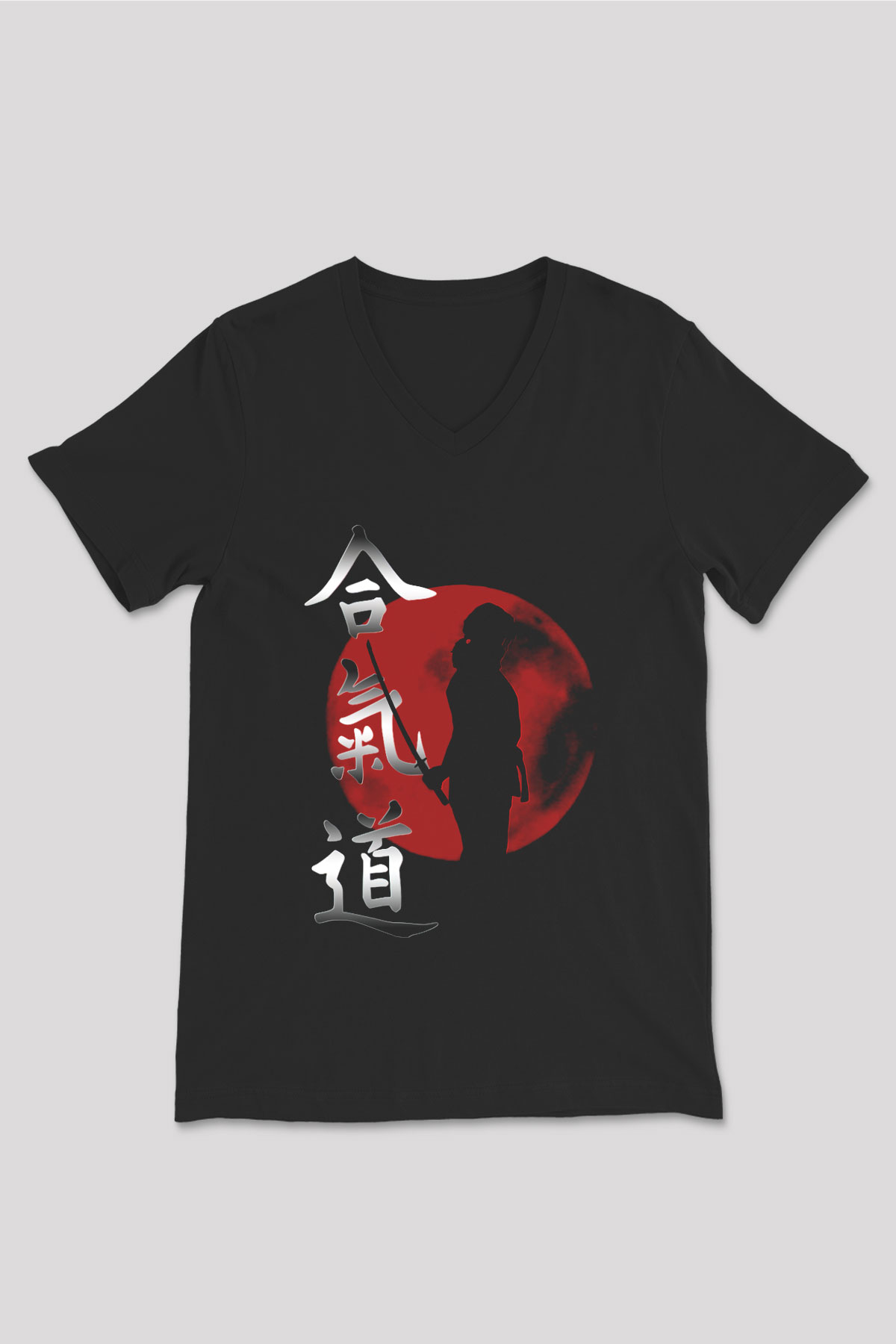 Aikido Siyah Unisex V Yaka Tişört T-Shirt