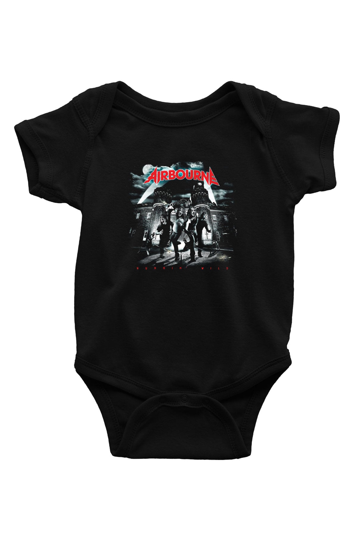 Airbourne Baskılı Unisex Siyah Bebek Body - Zıbın