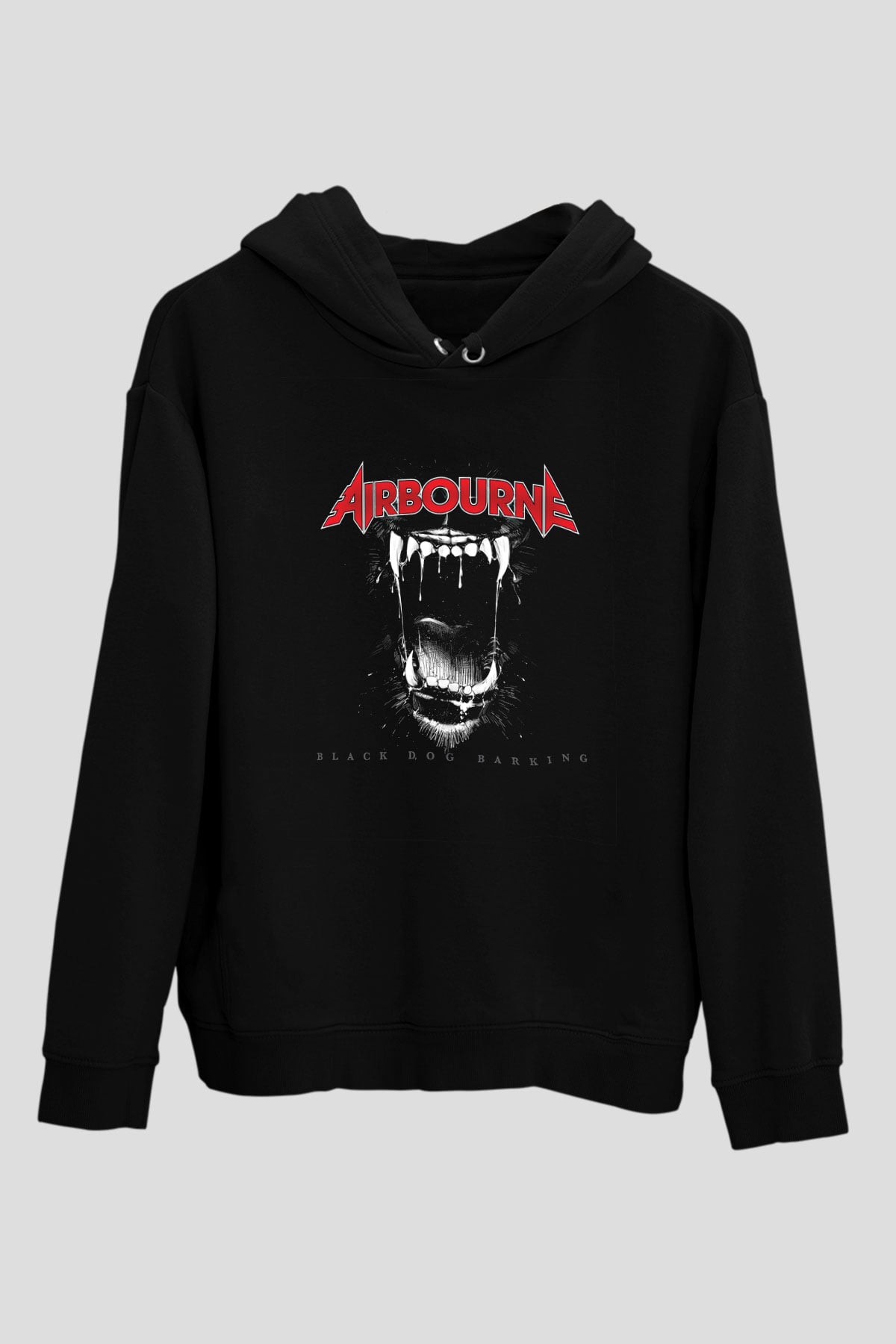 Airbourne Baskılı Unisex Siyah Hoodie