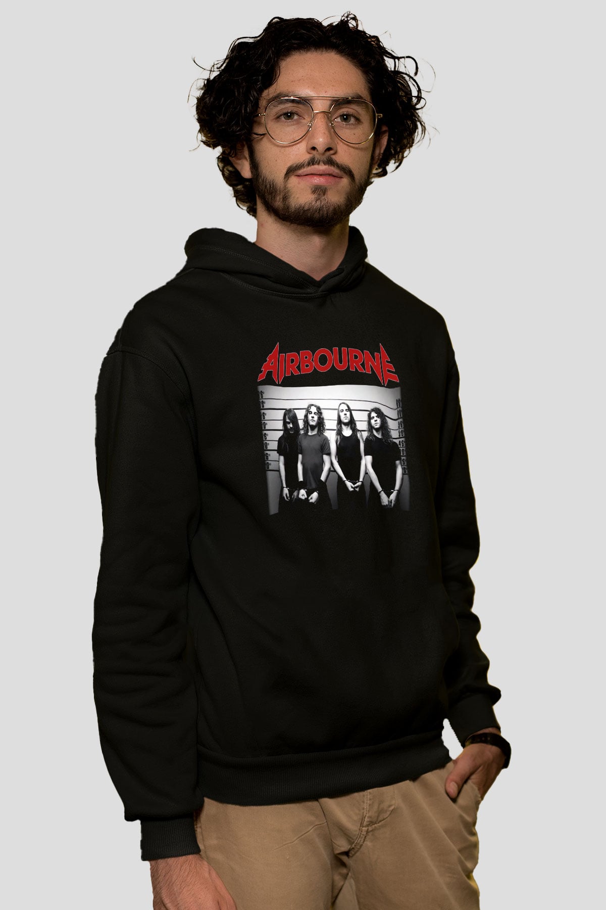 Airbourne Siyah Unisex Kapüşonlu Sweatshirt