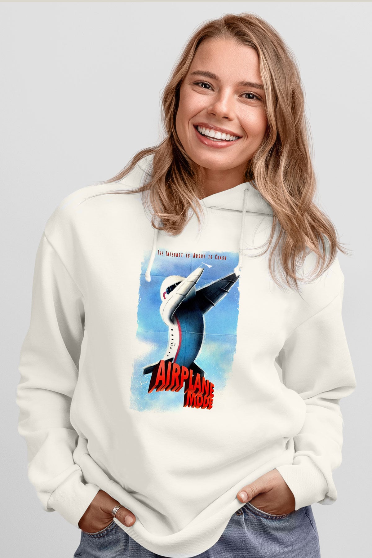 Airplane Beyaz Unisex Hoodie