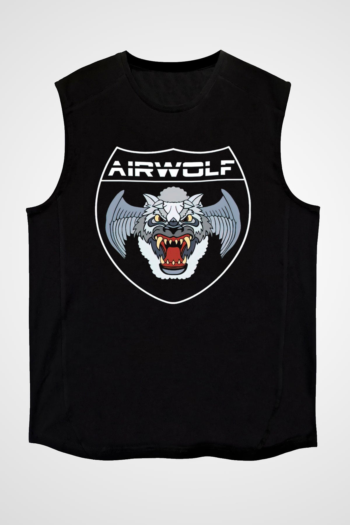 Airwolf Siyah Unisex  Kolsuz Tişört
