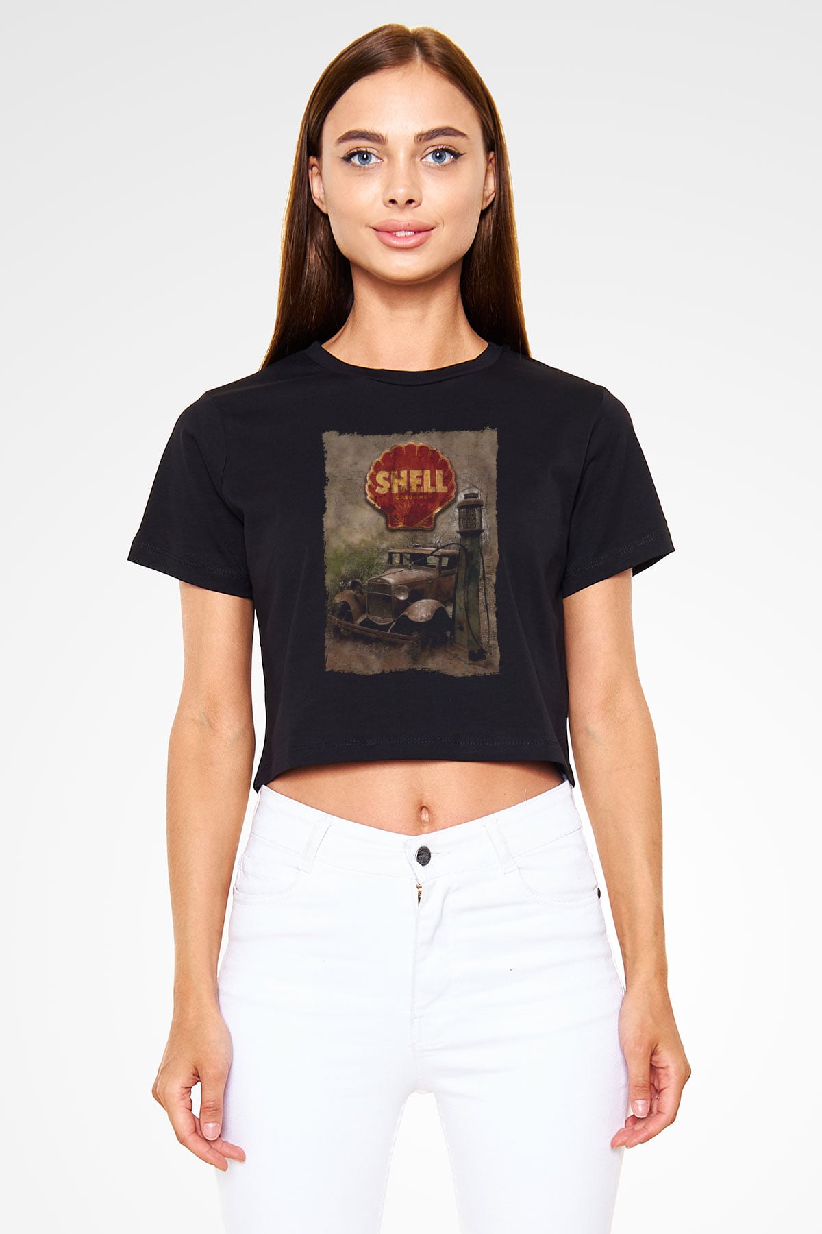 Akaryakıt Siyah  Crop Top Tişört