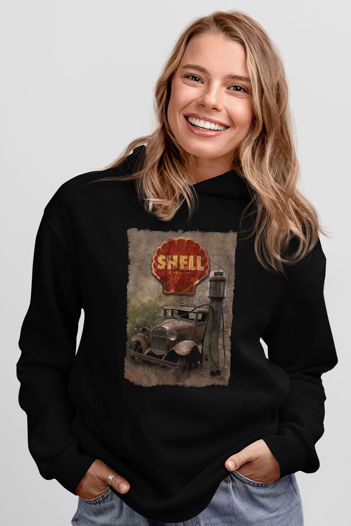 Akaryakıt Siyah Unisex Kapüşonlu Sweatshirt
