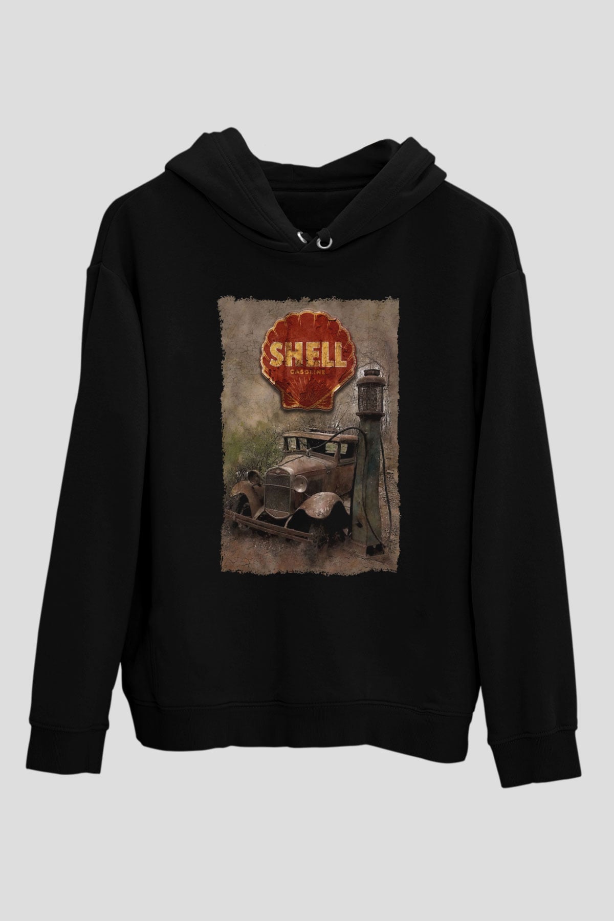 Akaryakıt Siyah Unisex Kapüşonlu Sweatshirt