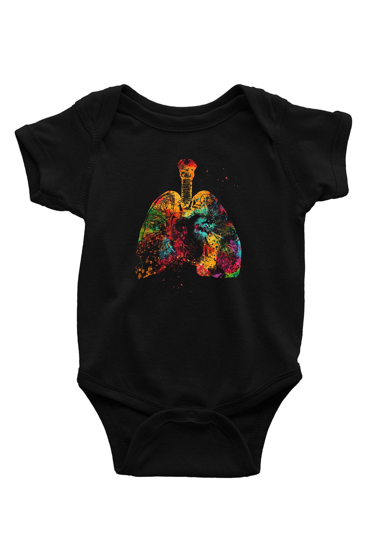 Akciğer Baskılı Unisex  Siyah Bebek Body - Zıbın