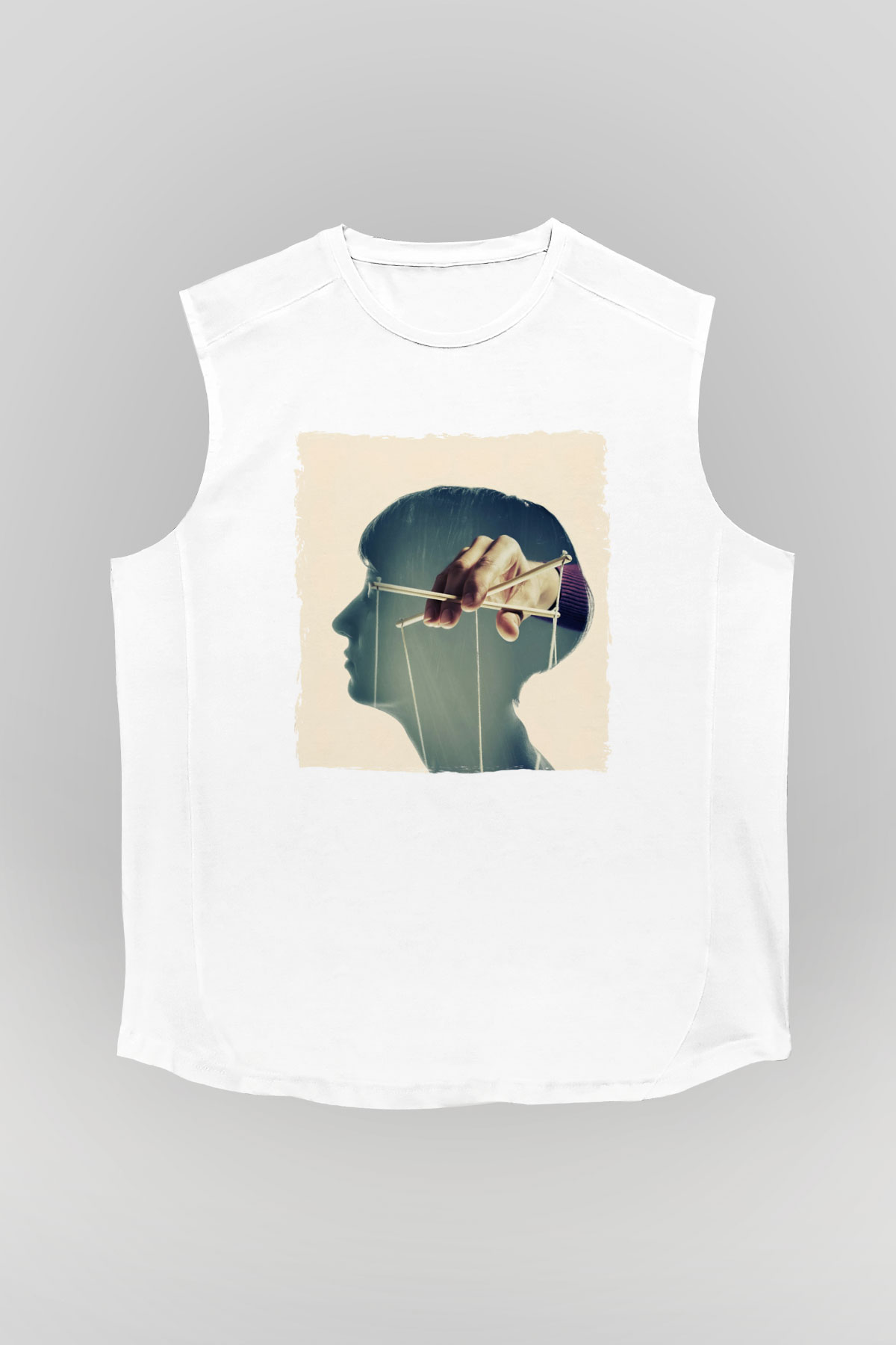 Akıl Oyunları Baskılı Unisex Beyaz  Kolsuz Tişört