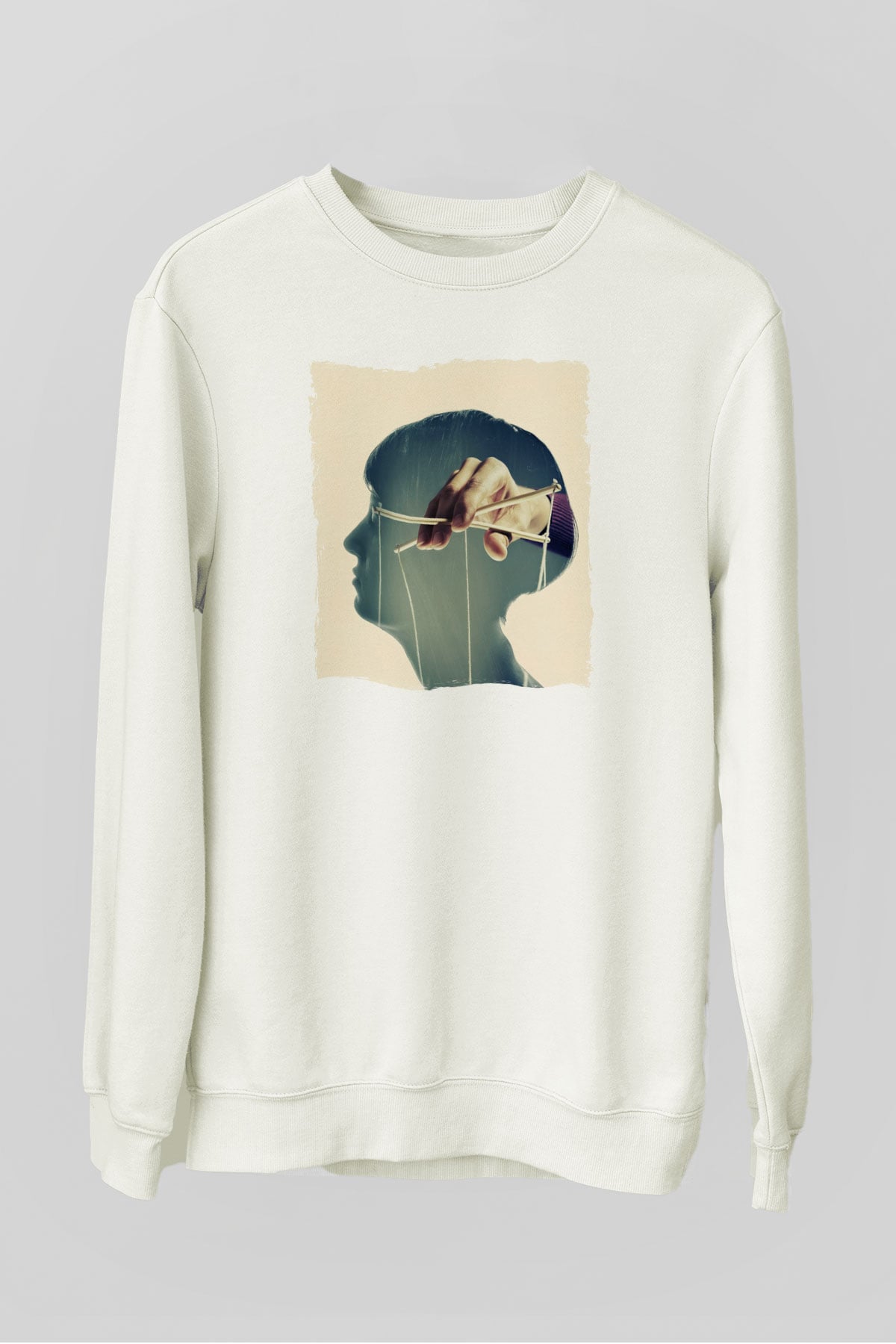 Akıl Oyunları Baskılı Unisex Beyaz  Sweatshirt