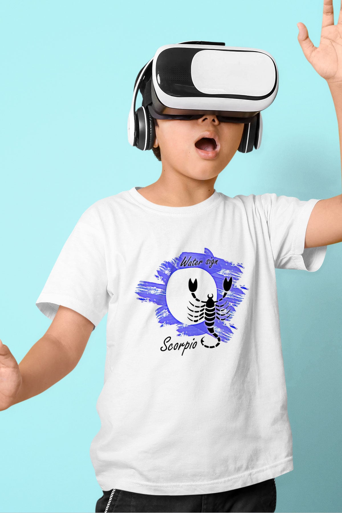 Akrep Burcu Baskılı Beyaz Unisex Beyaz Çocuk Tişört - Tshirt