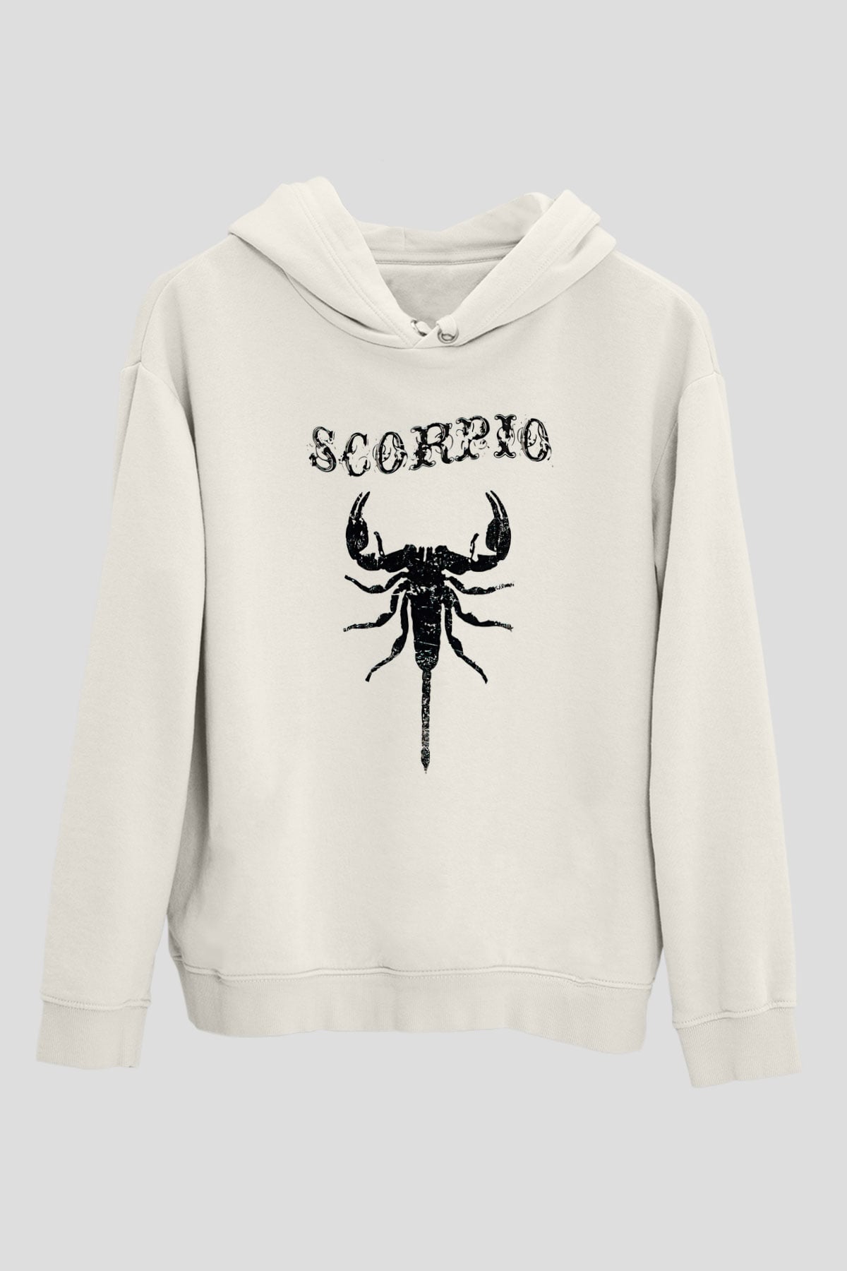 Akrep Burcu Baskılı Beyaz Unisex Hoodie