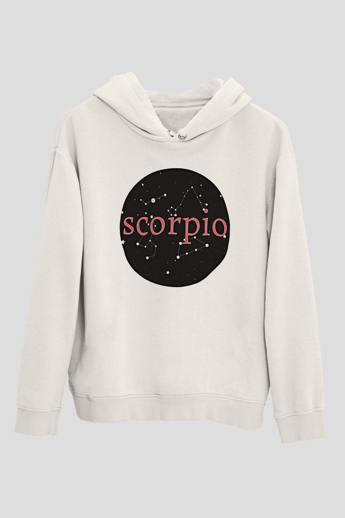 Akrep Burcu Baskılı Beyaz Unisex Hoodie