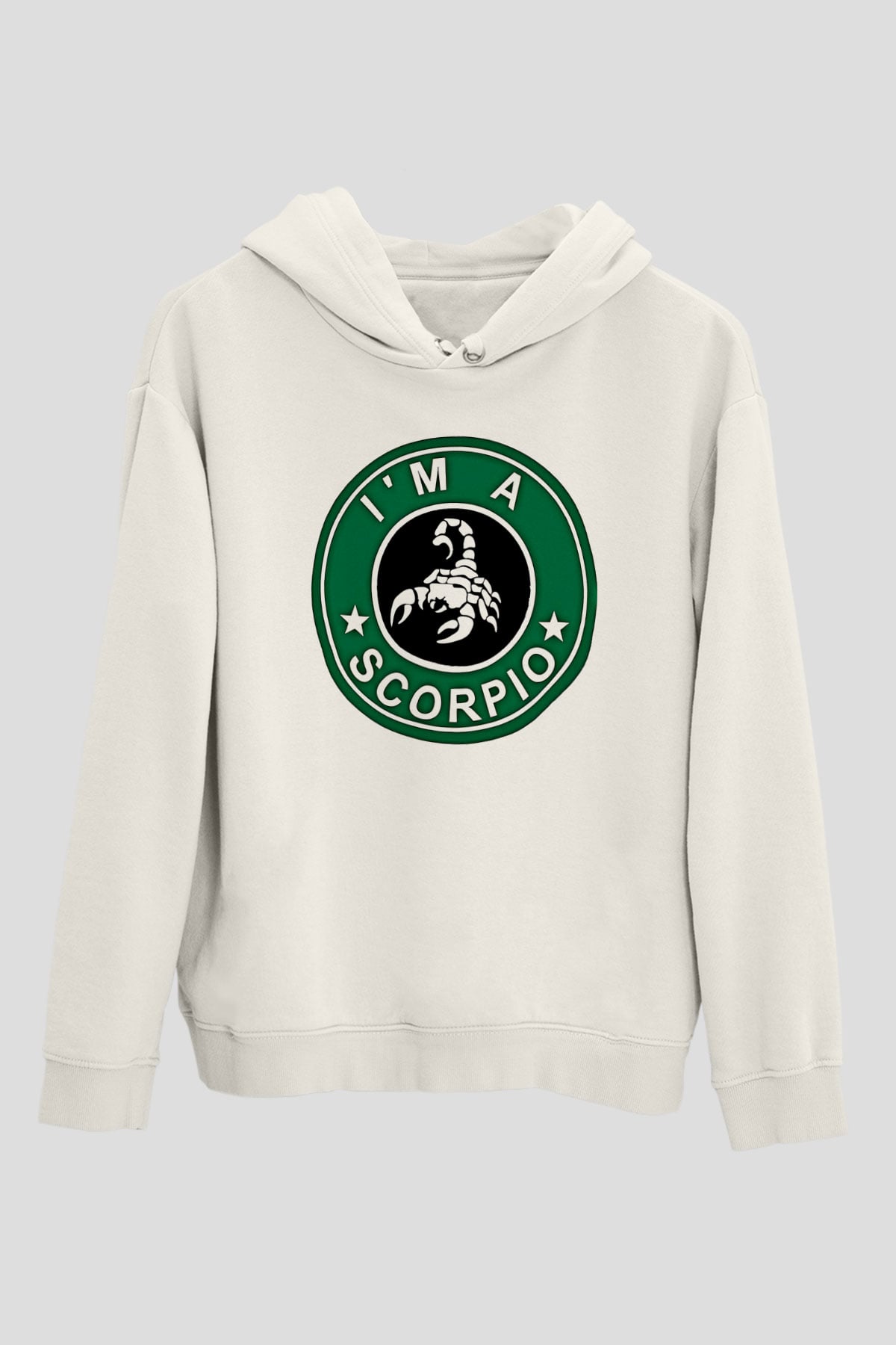 Akrep Burcu Baskılı Beyaz Unisex Hoodie