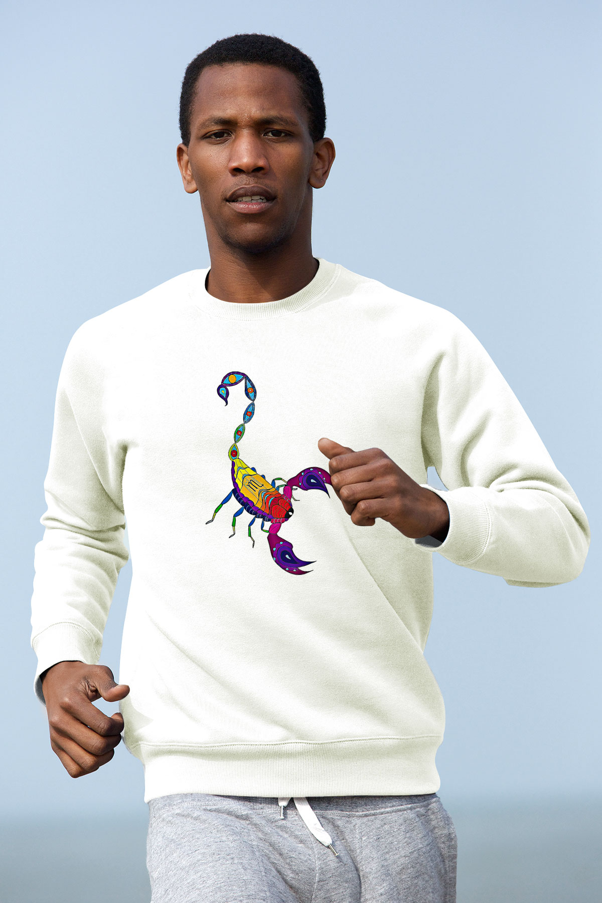 Akrep Burcu Baskılı Beyaz Unisex Sweatshirt