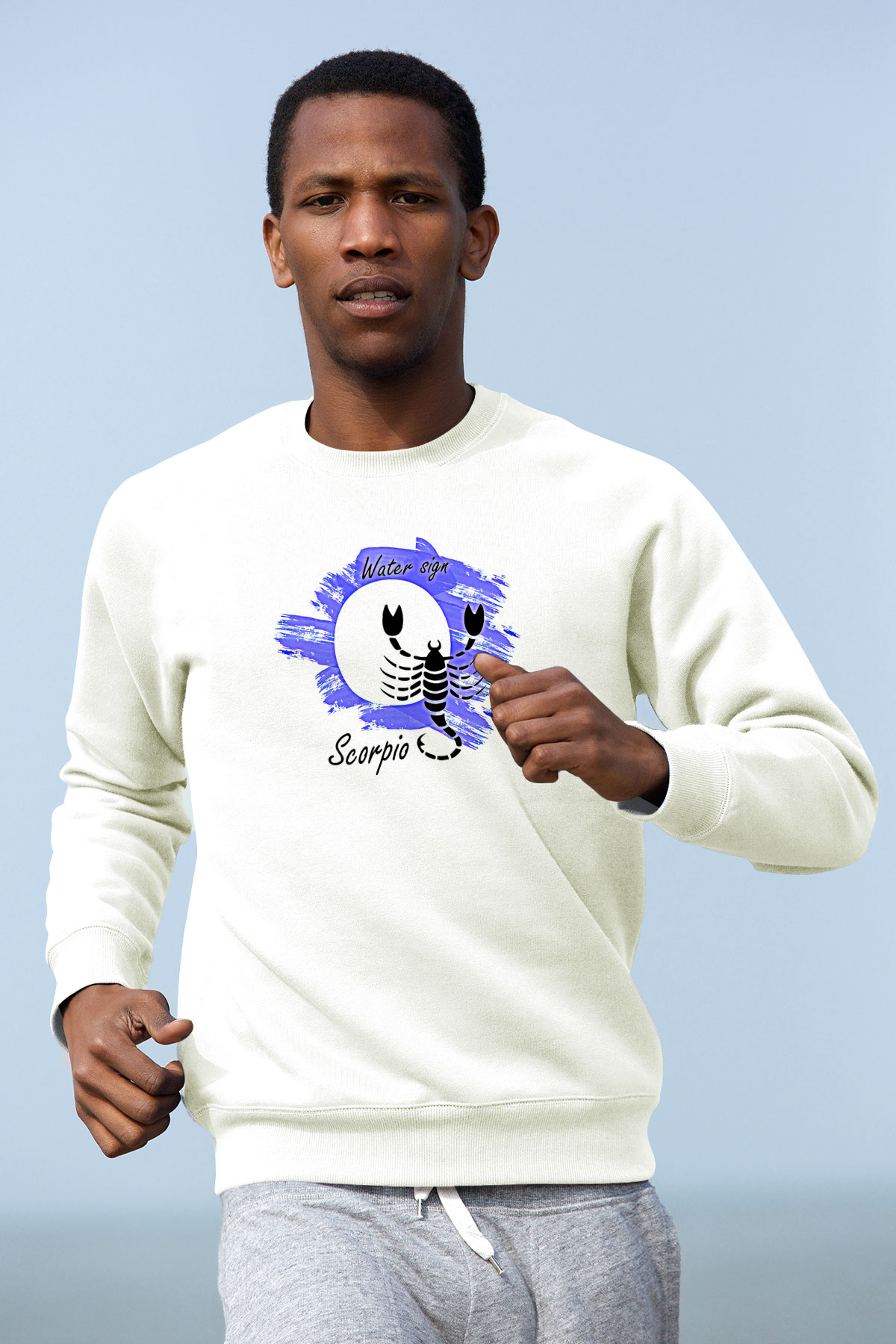 Akrep Burcu Baskılı Beyaz Unisex Sweatshirt