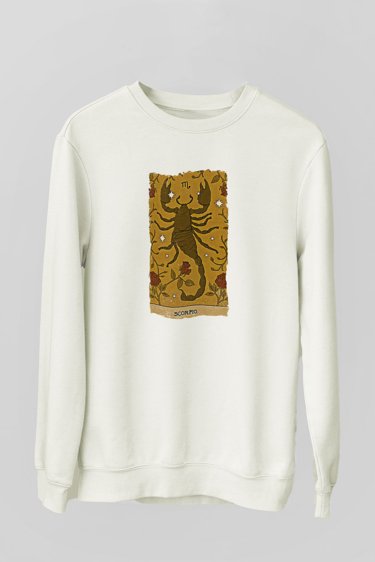 Akrep Burcu Baskılı Beyaz Unisex Sweatshirt