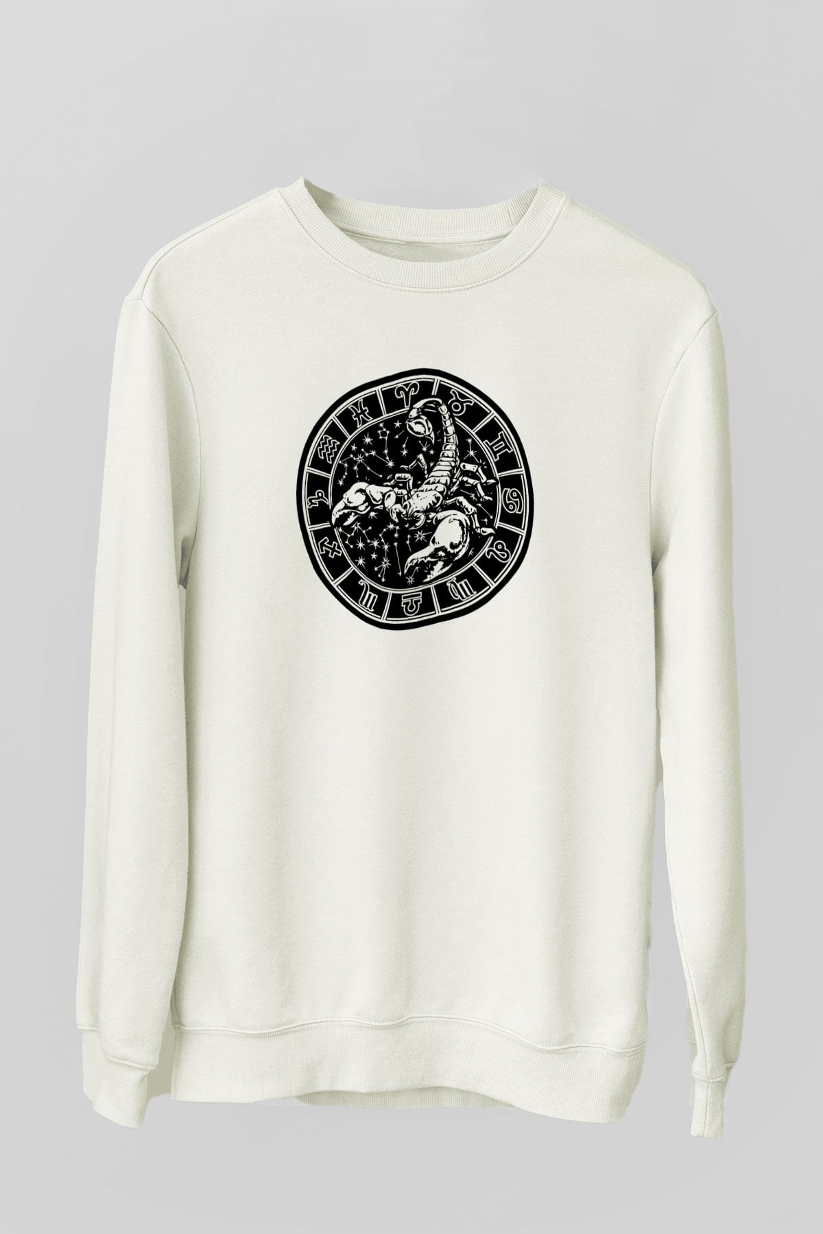 Akrep Burcu Baskılı Beyaz Unisex Sweatshirt