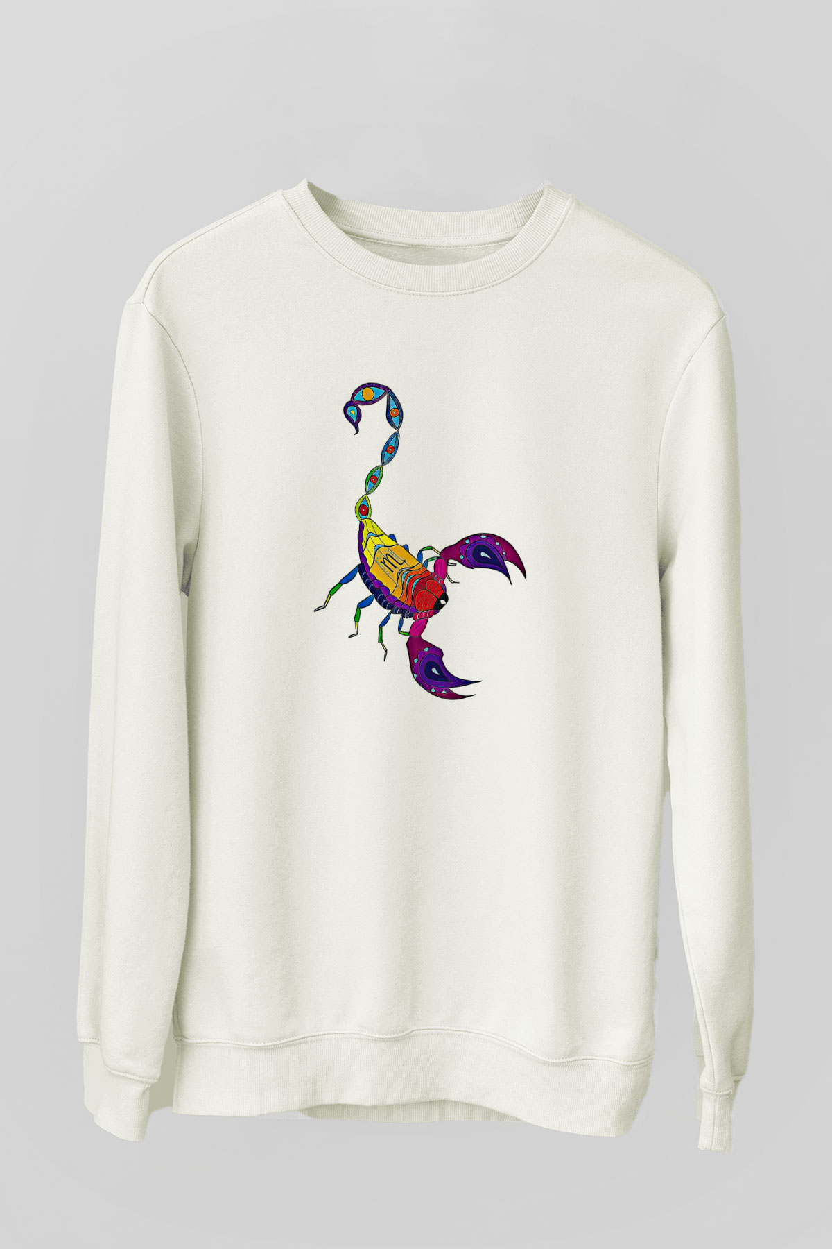 Akrep Burcu Baskılı Beyaz Unisex Sweatshirt