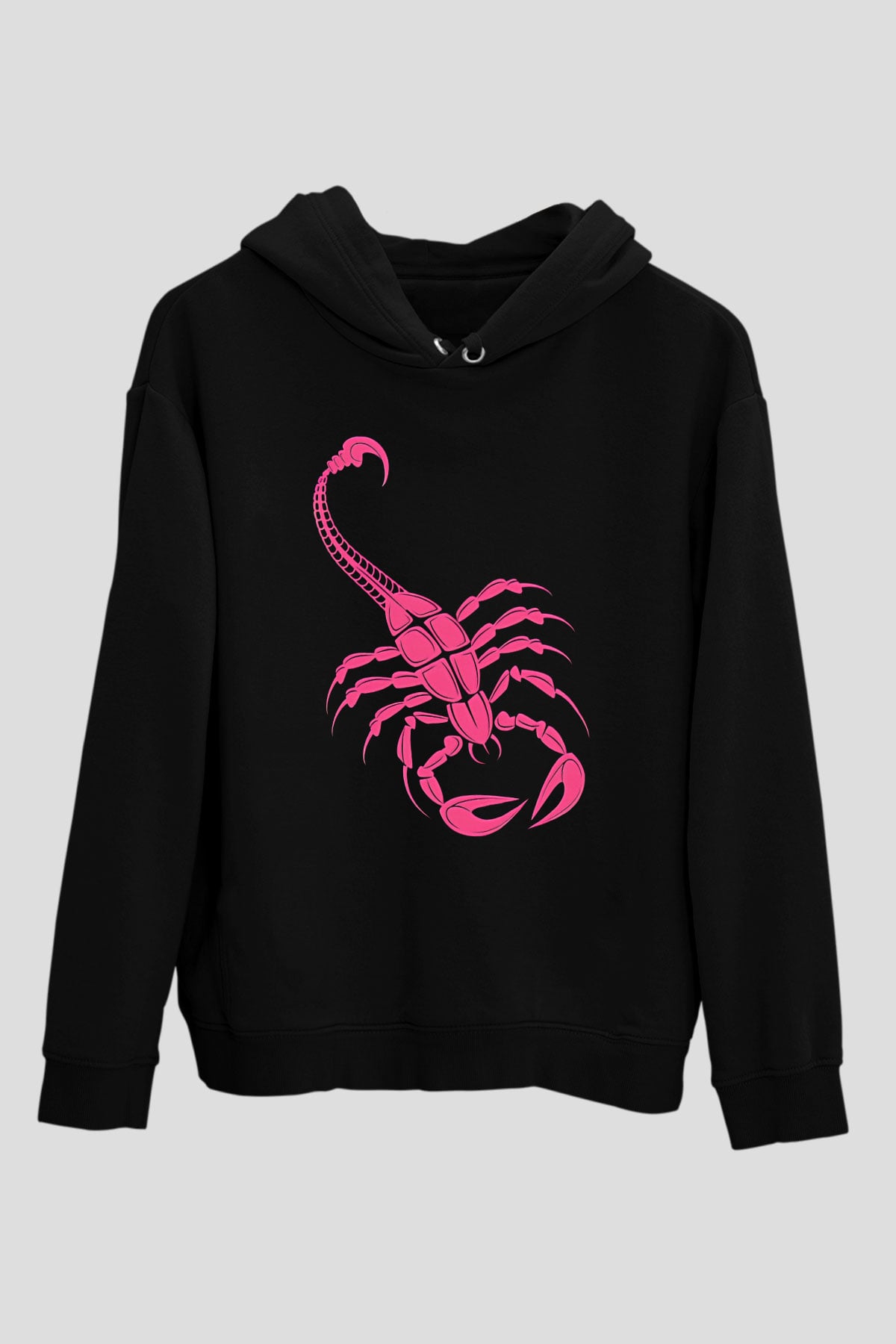 Akrep Burcu Baskılı Unisex Siyah Hoodie