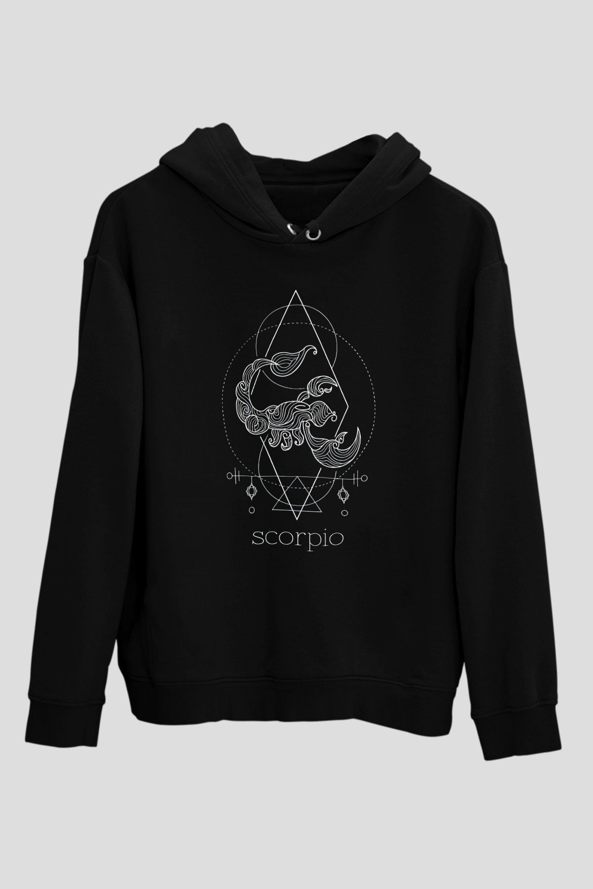 Akrep Burcu Baskılı Unisex Siyah Hoodie