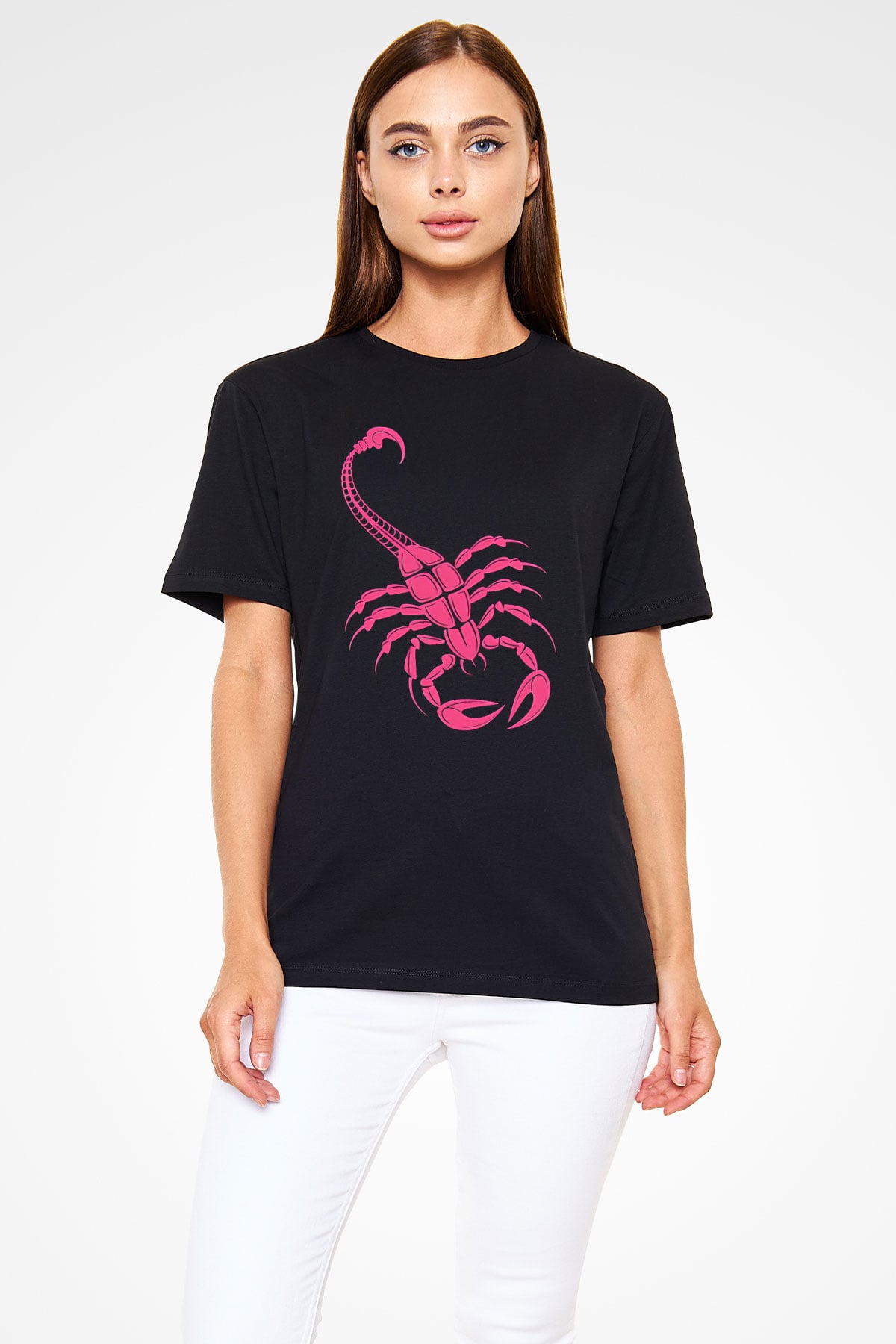 Akrep Burcu Baskılı Unisex Siyah Tişört - Tshirt