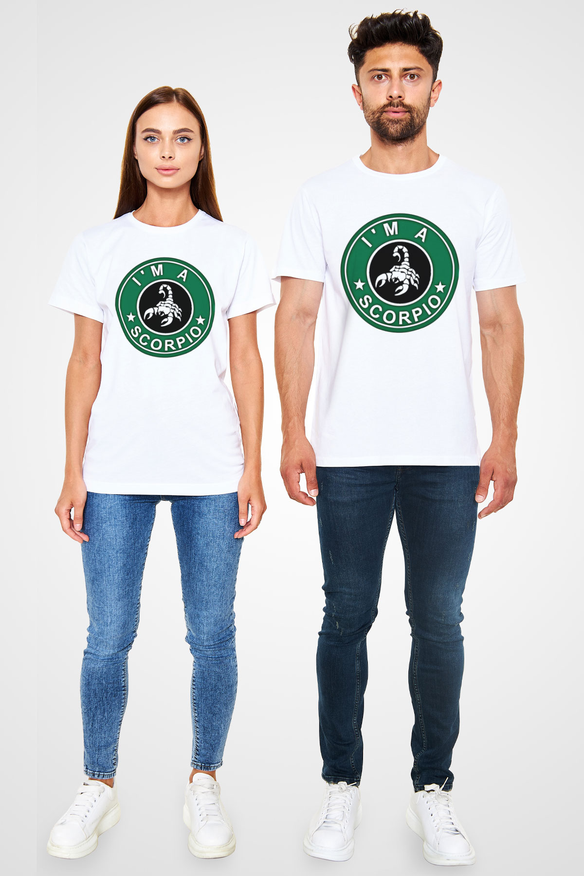 Akrep Burcu Unisex Baskılı Beyaz Tişört - Tshirt