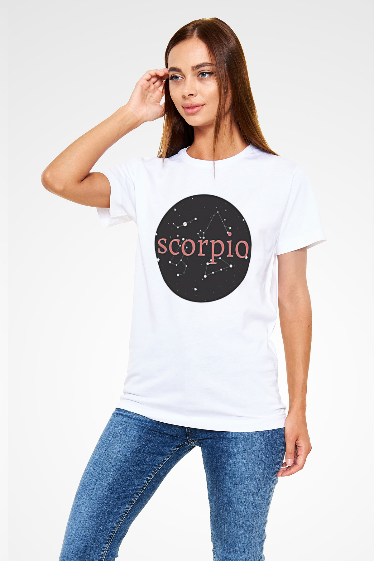 Akrep Burcu Unisex Baskılı Beyaz Tişört - Tshirt