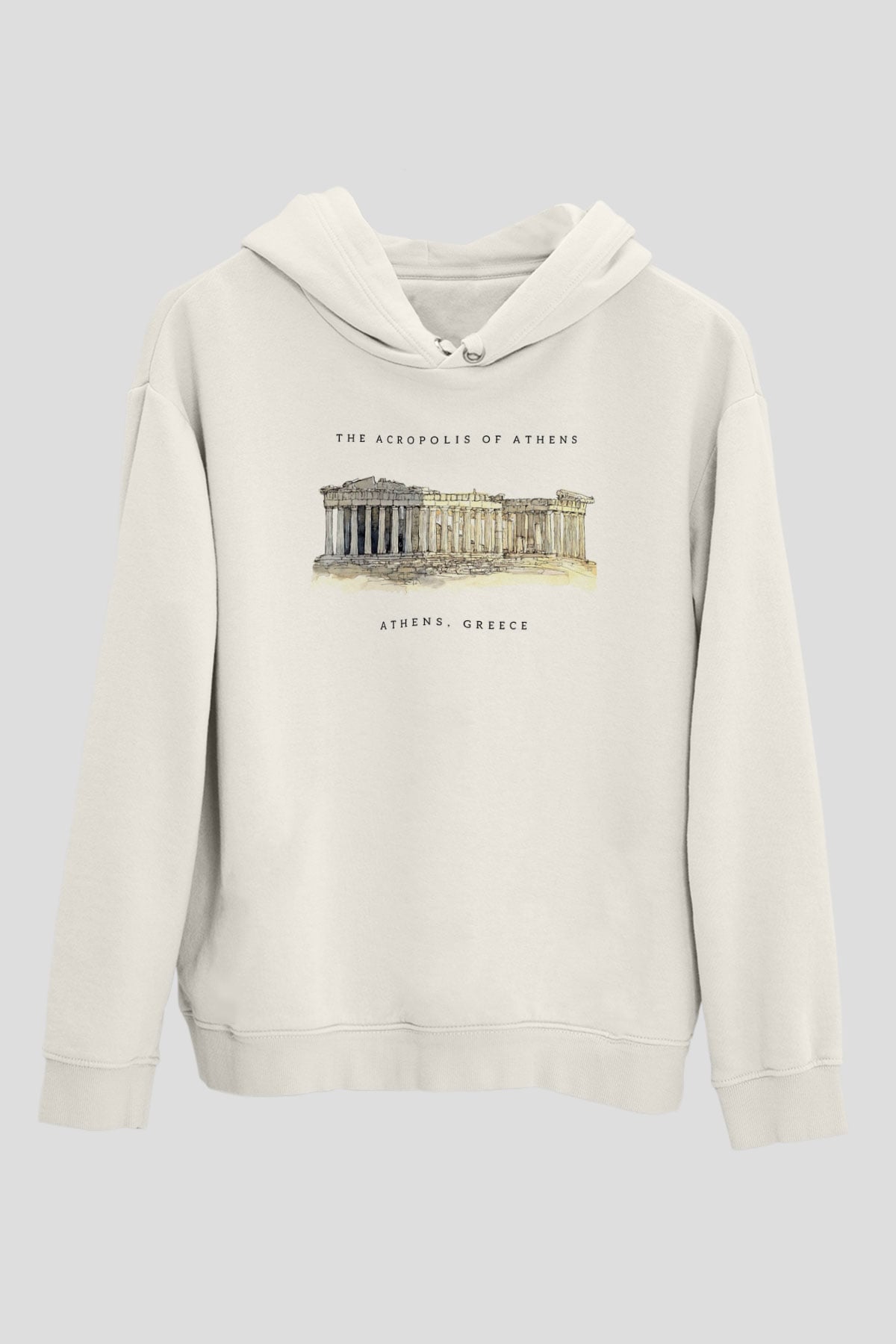 Akropolis Beyaz Unisex Hoodie