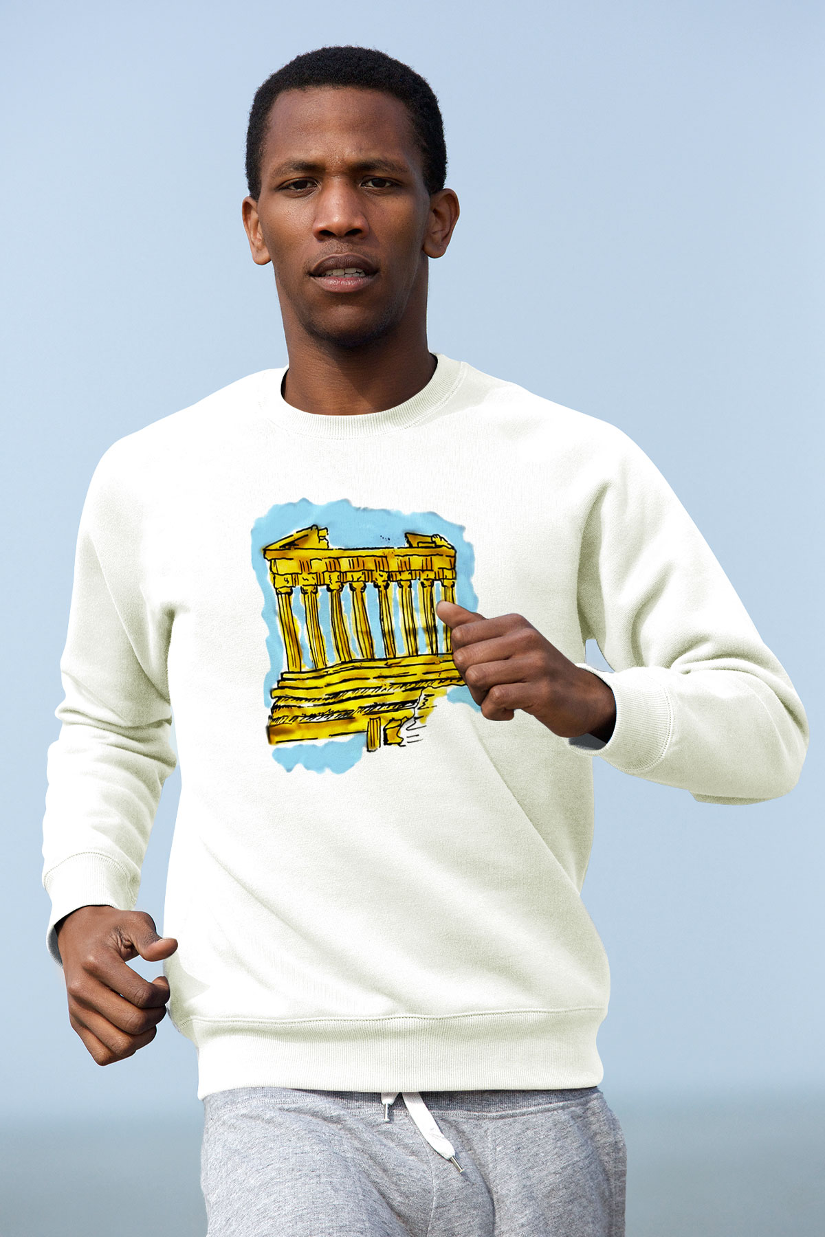 Akropolis Beyaz Unisex Sweatshirt
