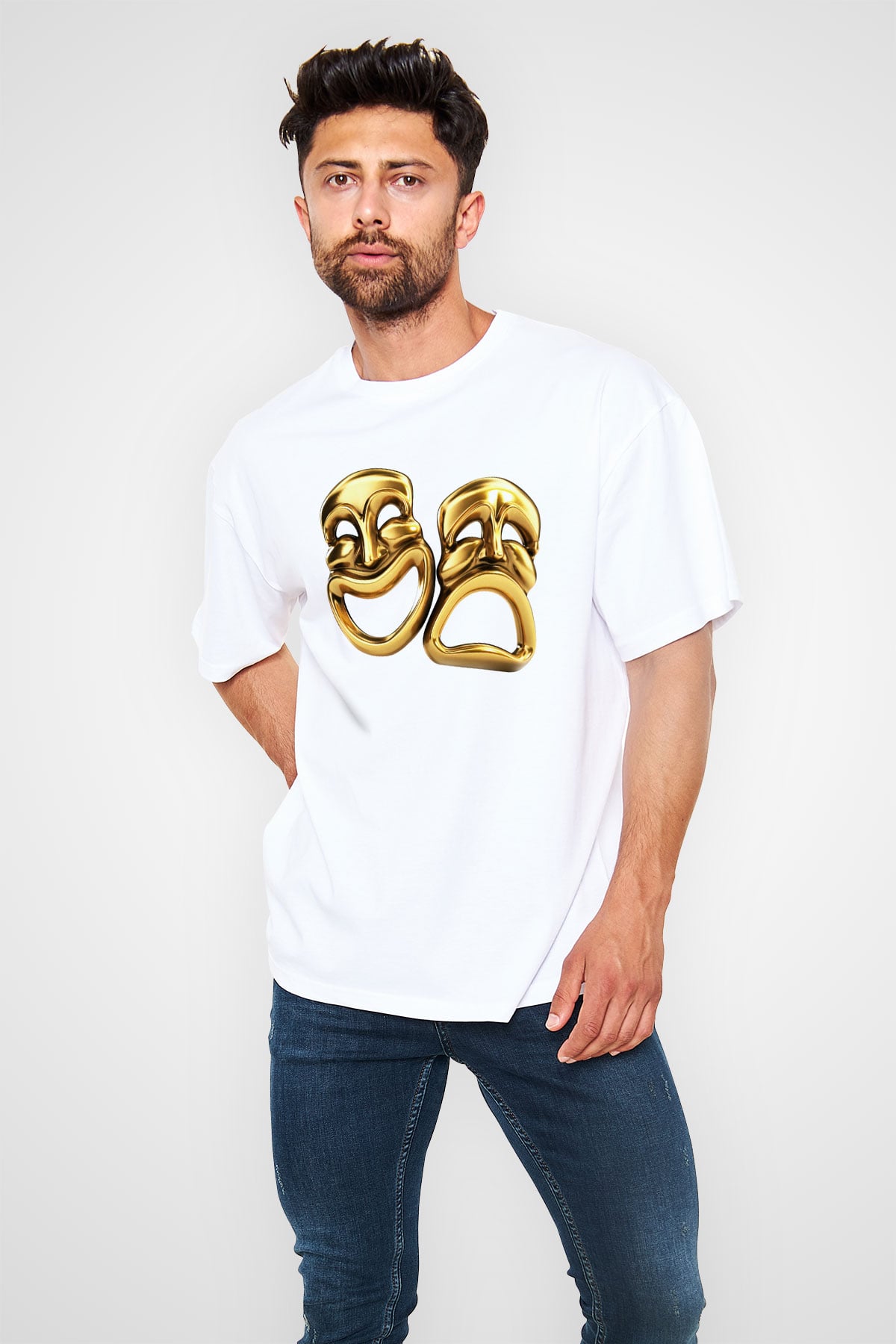 Aktör Beyaz Unisex Oversize Tişört T-Shirt